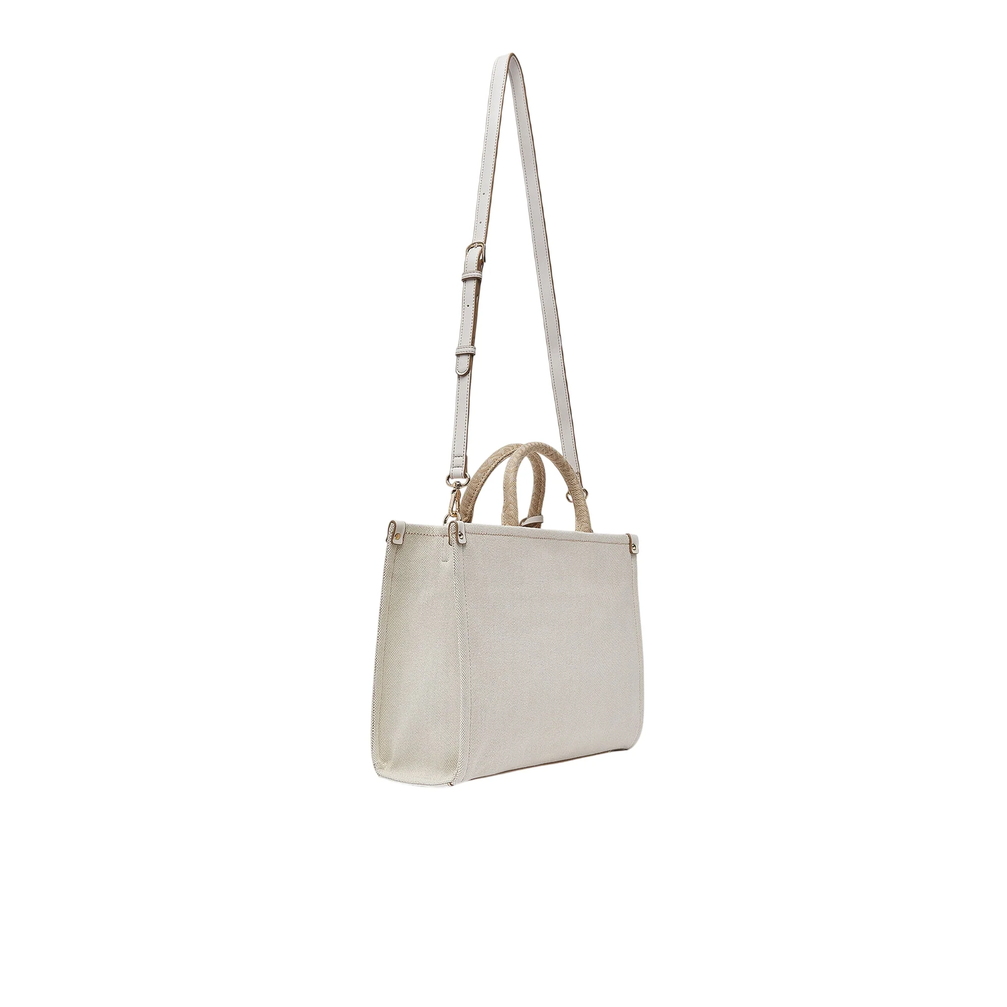 Borsa media a mano color crema e jacquard - Image 3