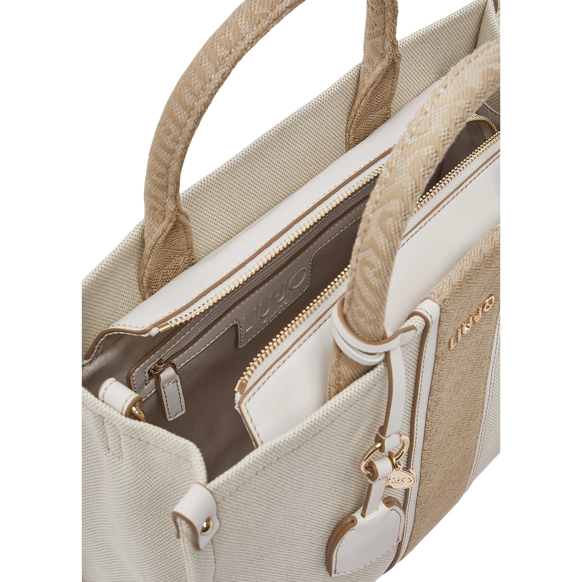 Borsa media a mano color crema e jacquard - Image 6