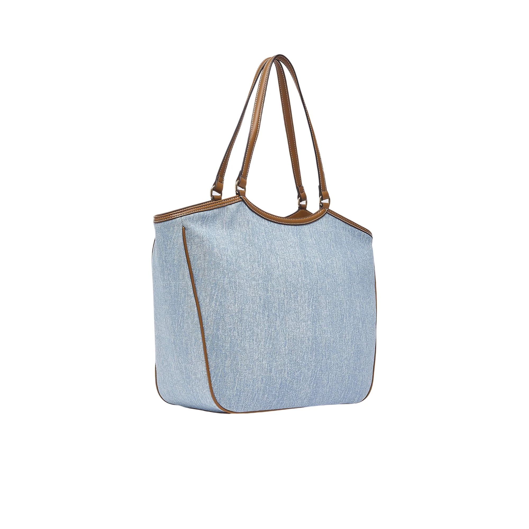 Tote grande in denim con maxi logo - Image 3