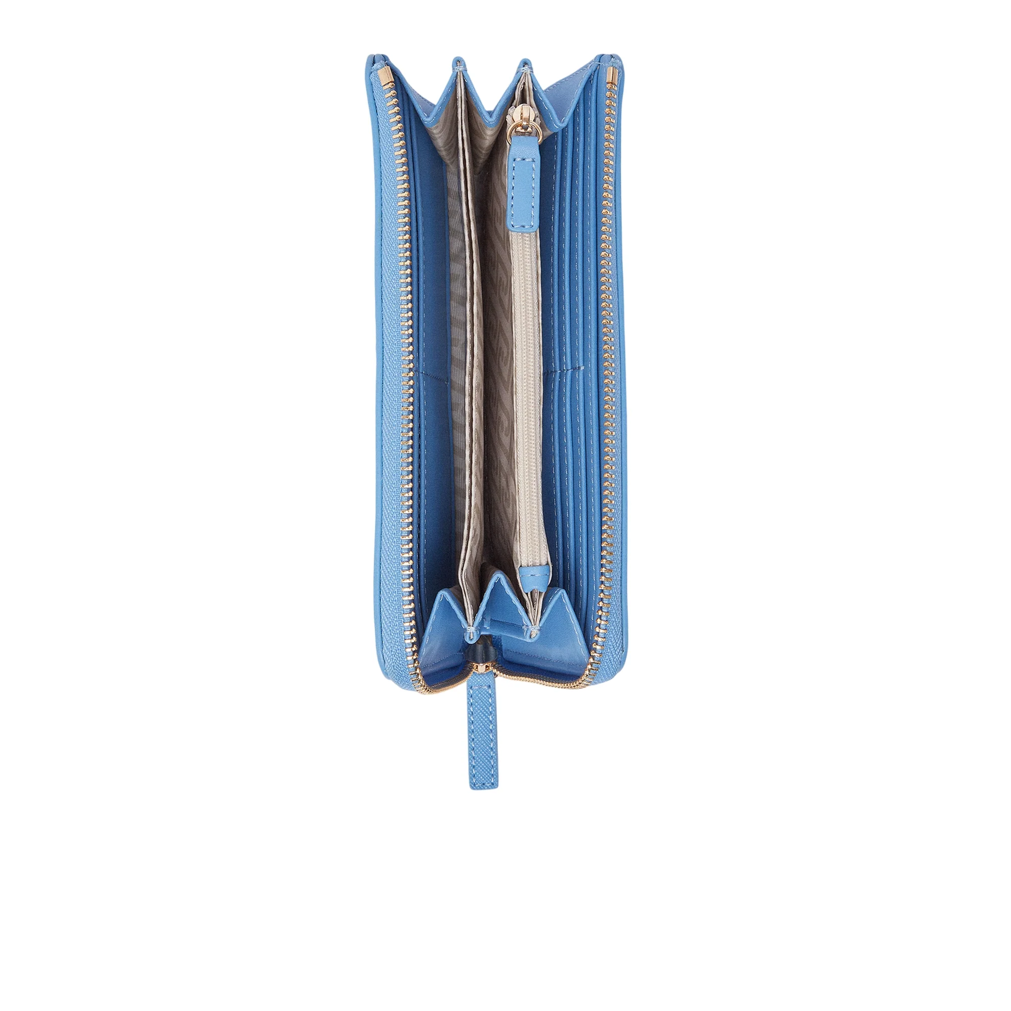 Portafoglio grande Donna con zip Azzurro - Image 4