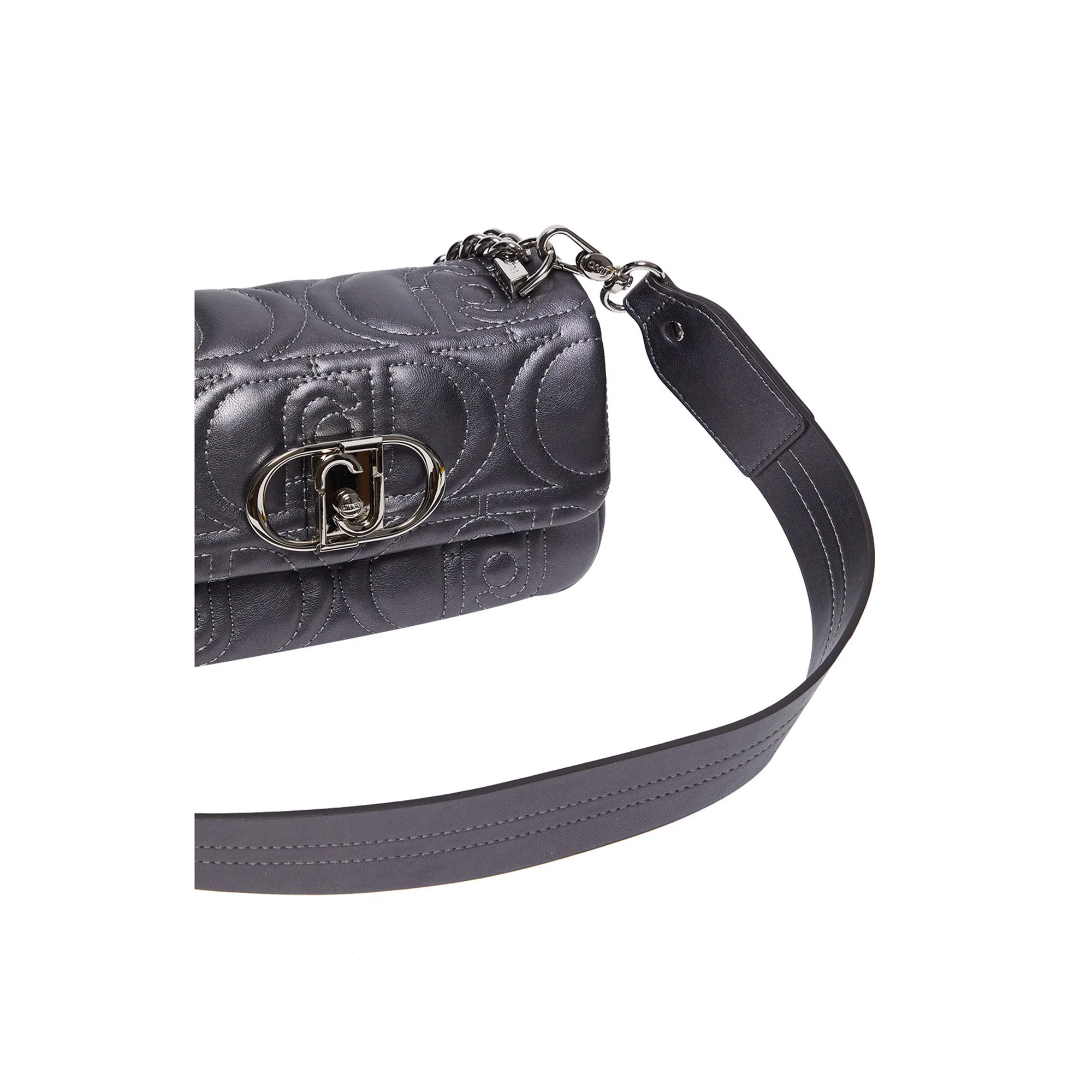 Borsa a spalla matelassé con logo Grigia - Image 5