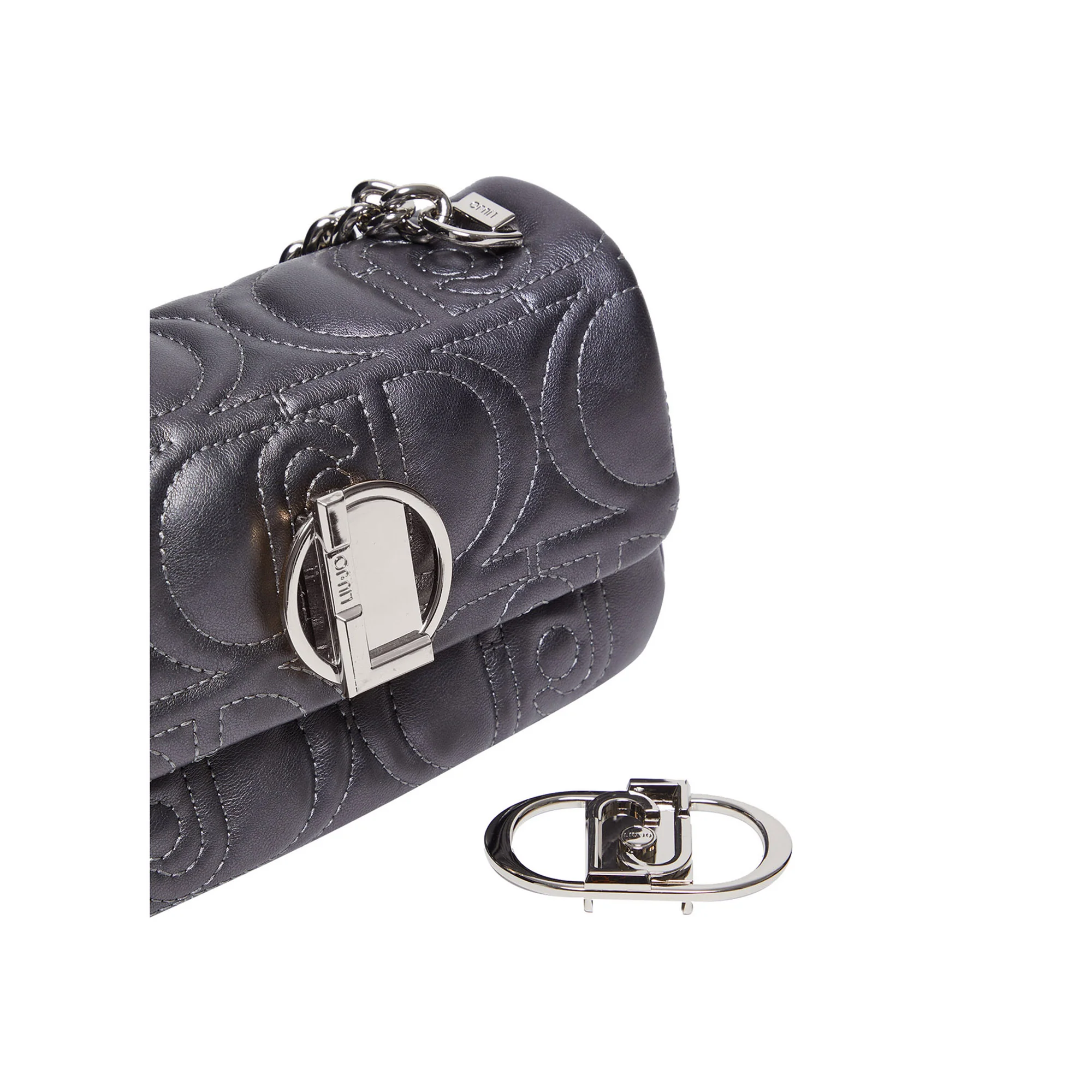 Borsa a spalla matelassé con logo Grigia - Image 6