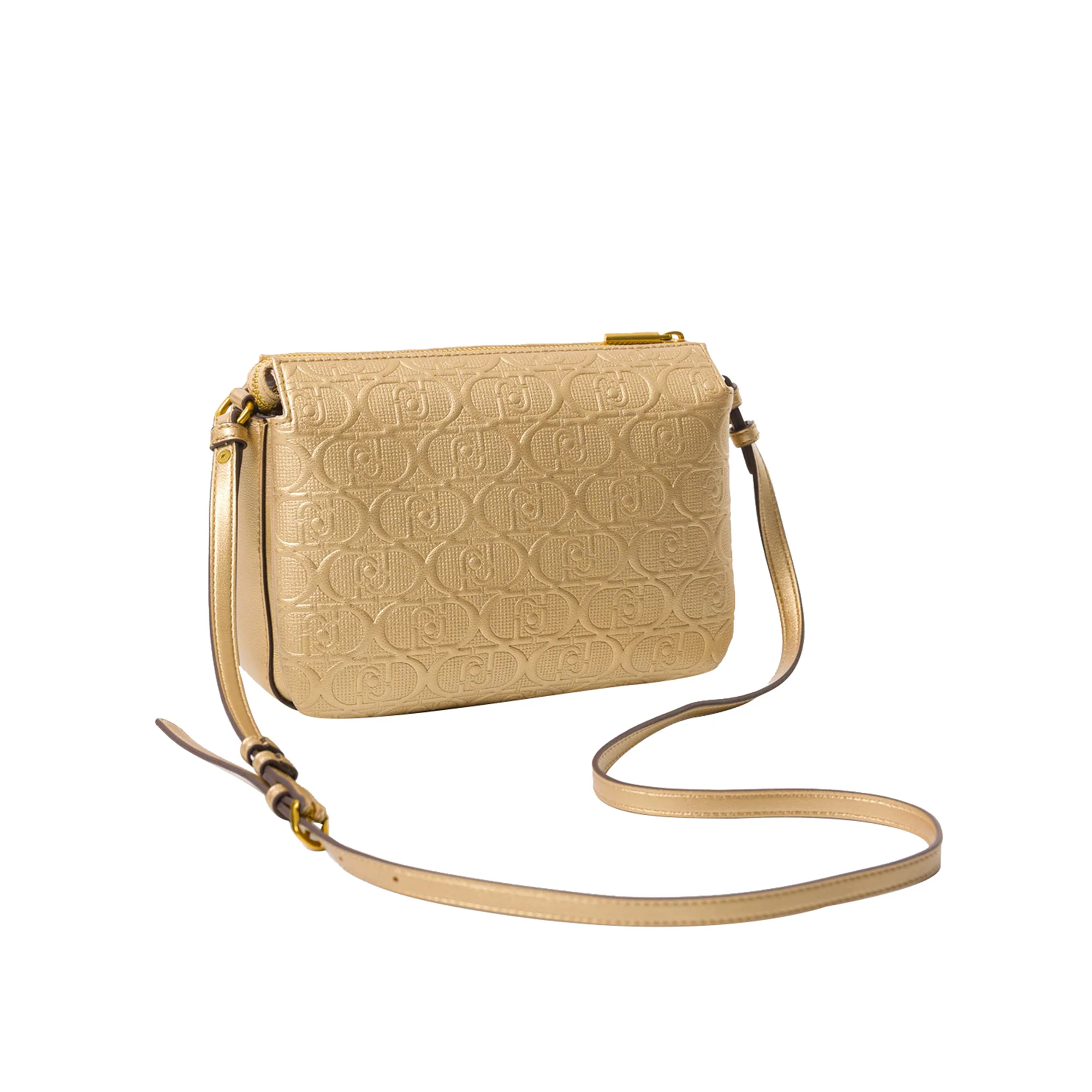Borsa Donna a tracolla con logo all over Oro - Image 3