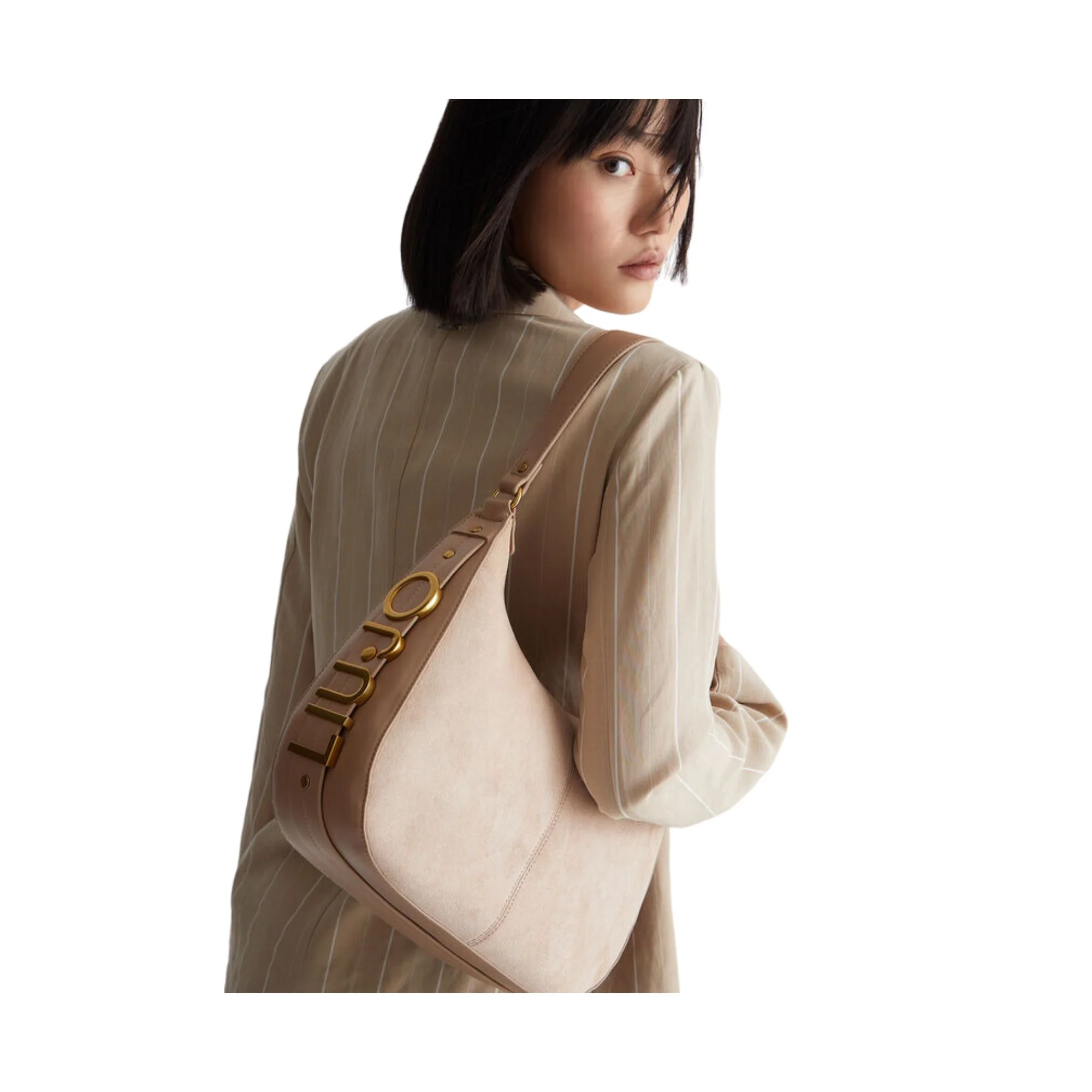 Borsa a Spalla Effetto Suede Donna - Caffellatte - Image 3
