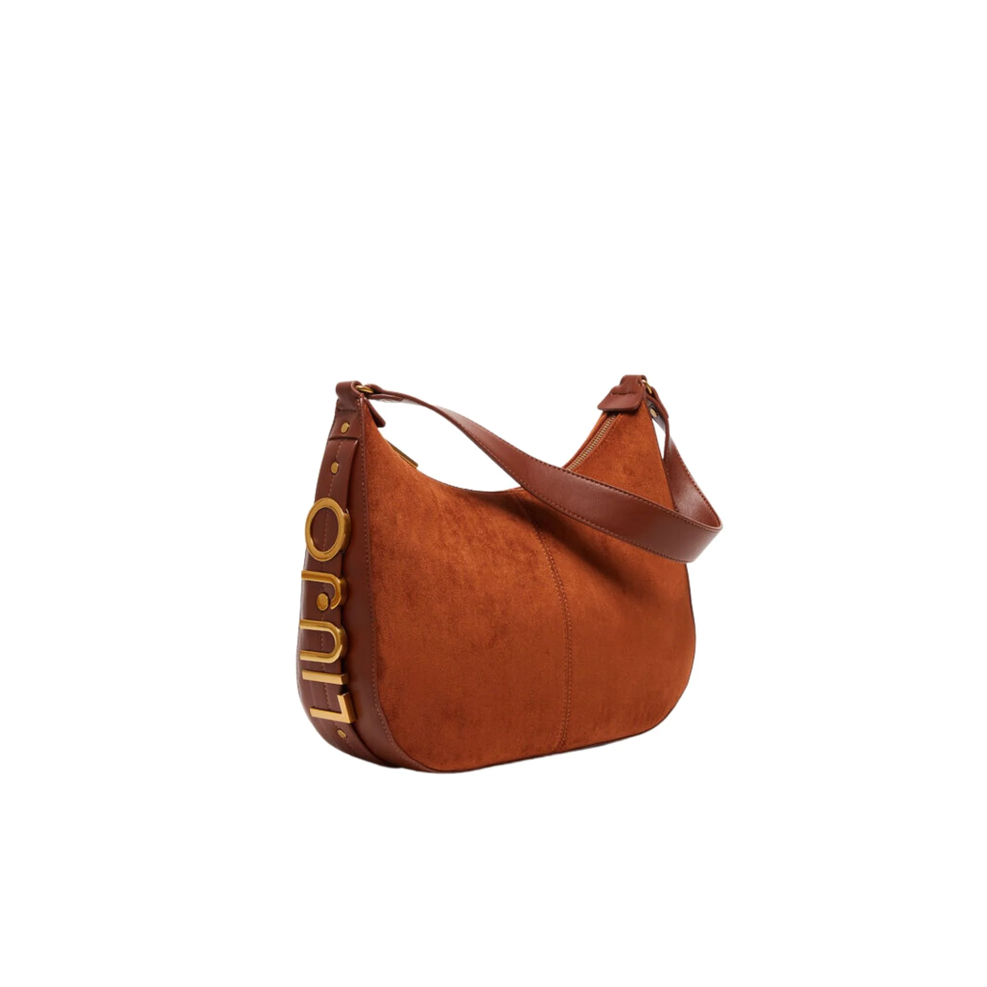 Borsa a Spalla Effetto Suede Donna - Caffellatte - Image 9