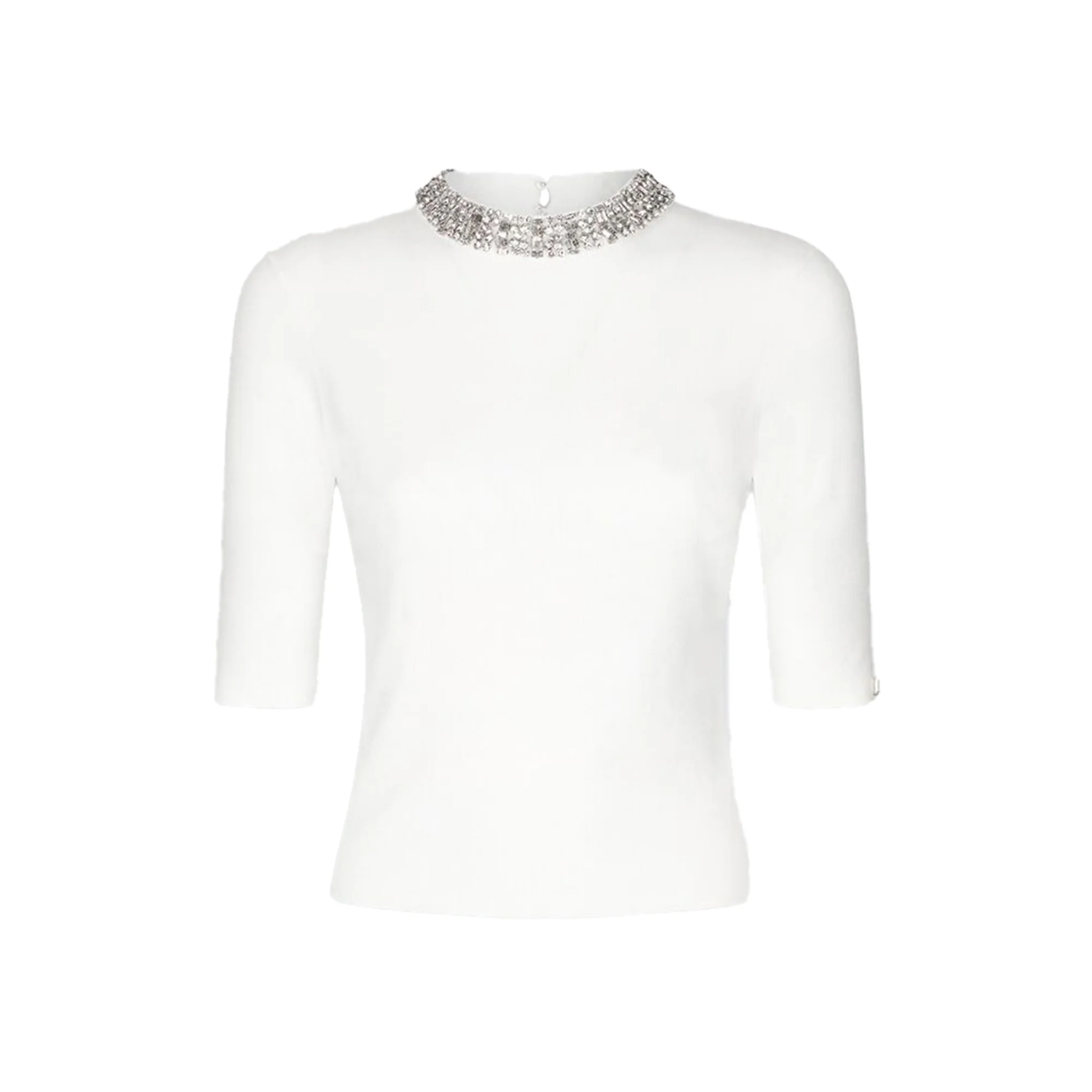 Crop Top Bianco da Donna con gioielli