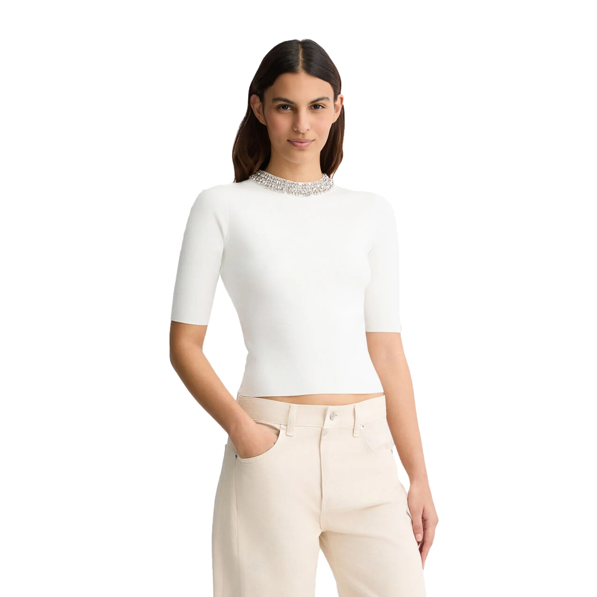 Crop Top Bianco da Donna con gioielli - Image 2