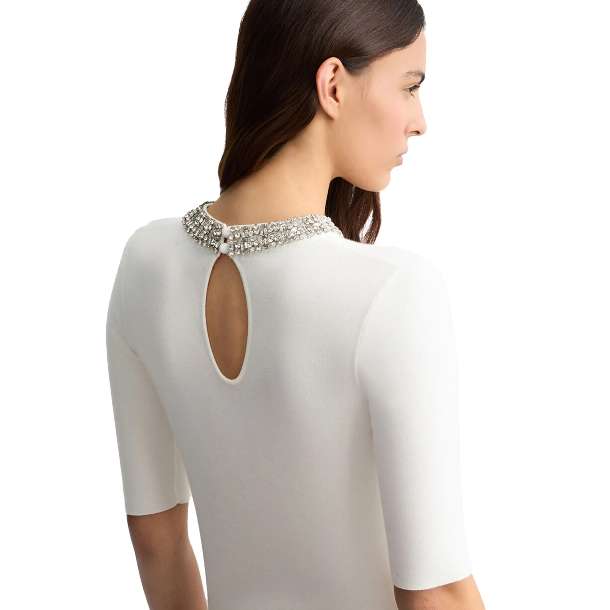 Crop Top Bianco da Donna con gioielli - Image 4