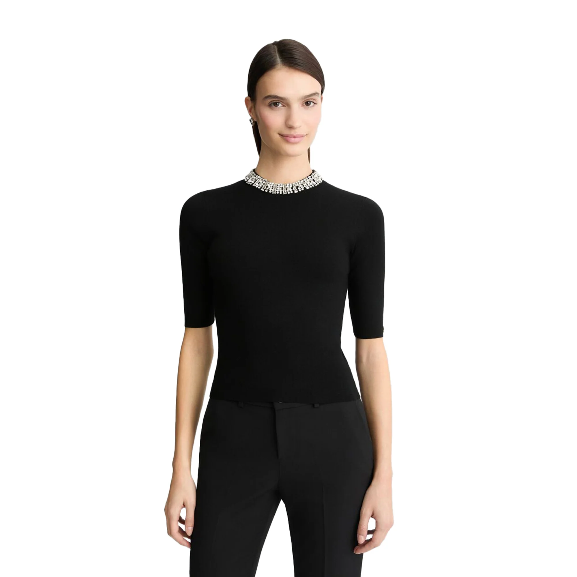 Crop Top Nero da Donna con gioielli - Image 2