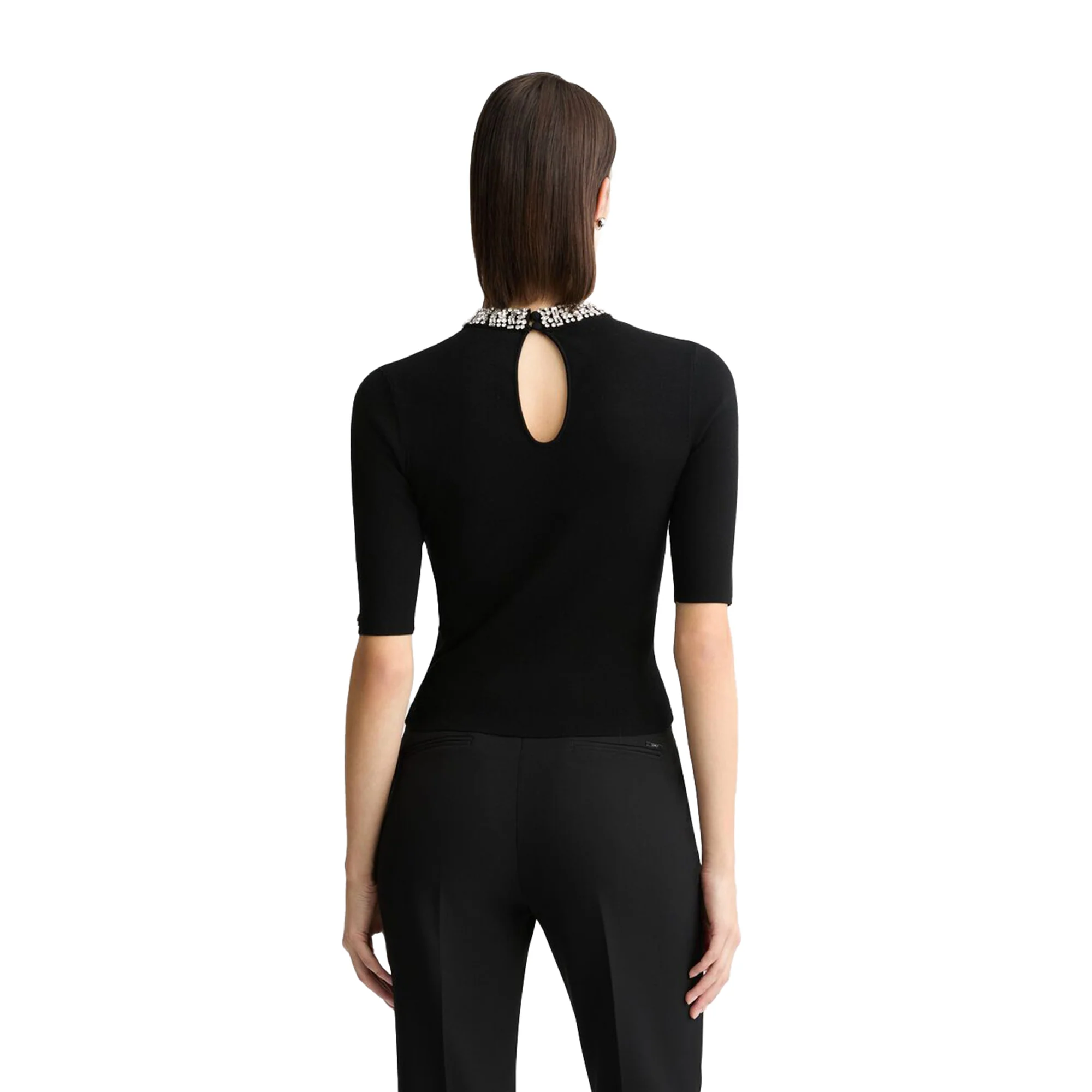 Crop Top Nero da Donna con gioielli - Image 3