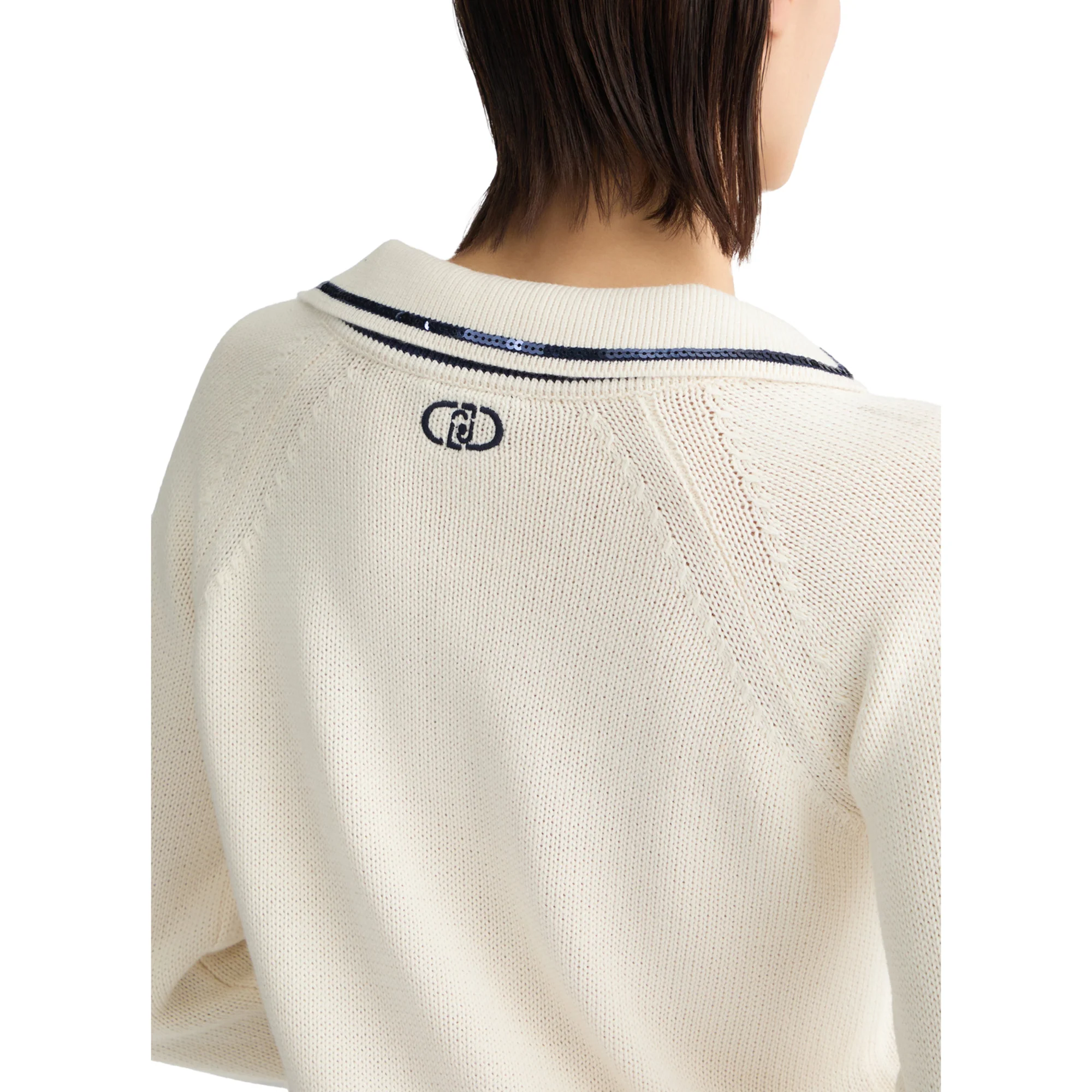Maglia Donna bianca in puro cotone con paillettes - Image 4