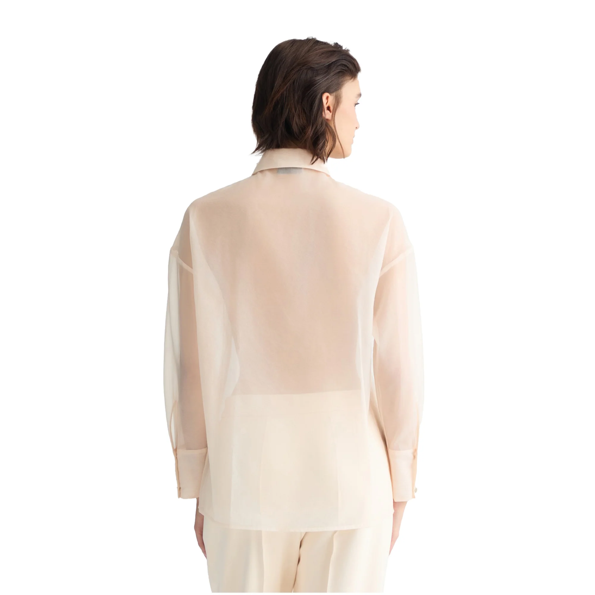 Camicia Donna in organza Beige chiaro - Image 3