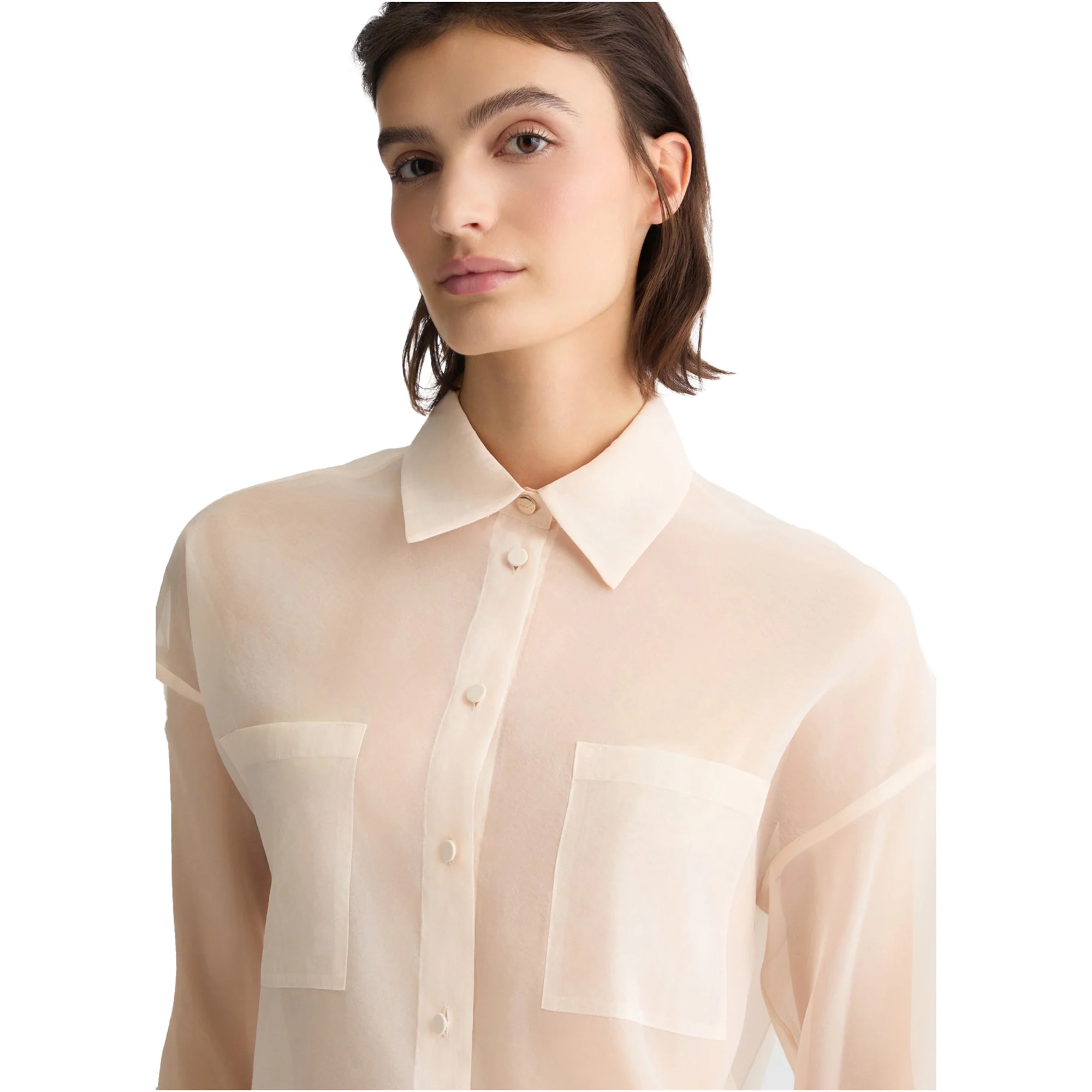 Camicia Donna in organza Beige chiaro - Image 4