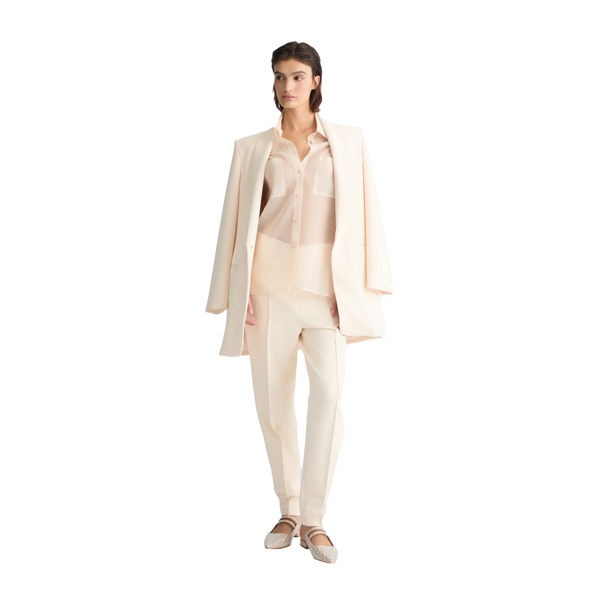 Camicia Donna in organza Beige chiaro - Image 5
