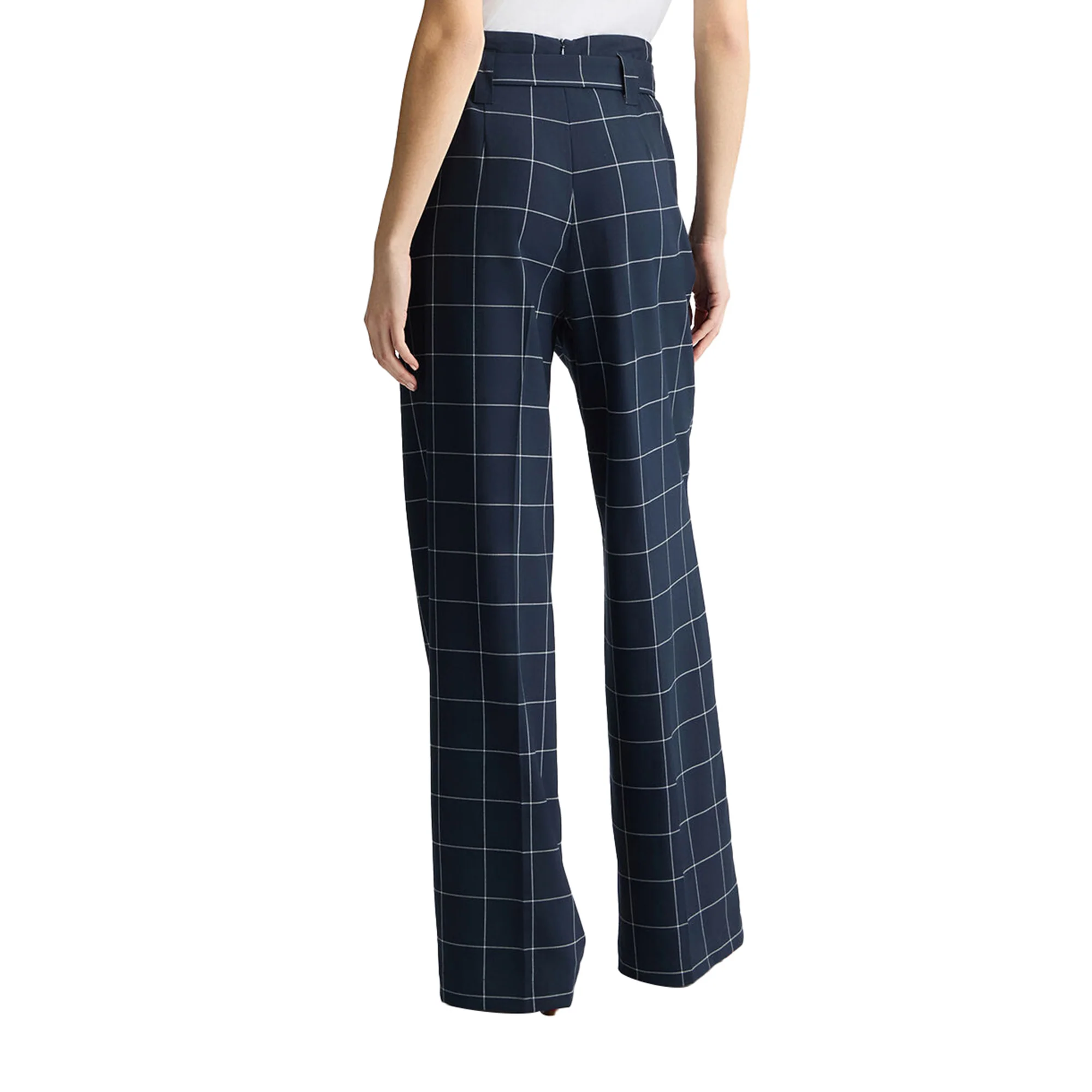 Pantaloni gessati da Donna a vita alta Blu - Image 4