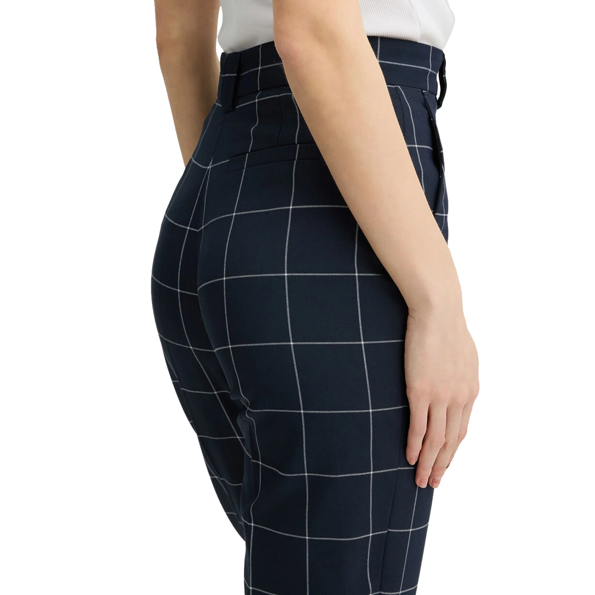 Pantaloni Donna motivo check con risvolto al fondo - Image 5