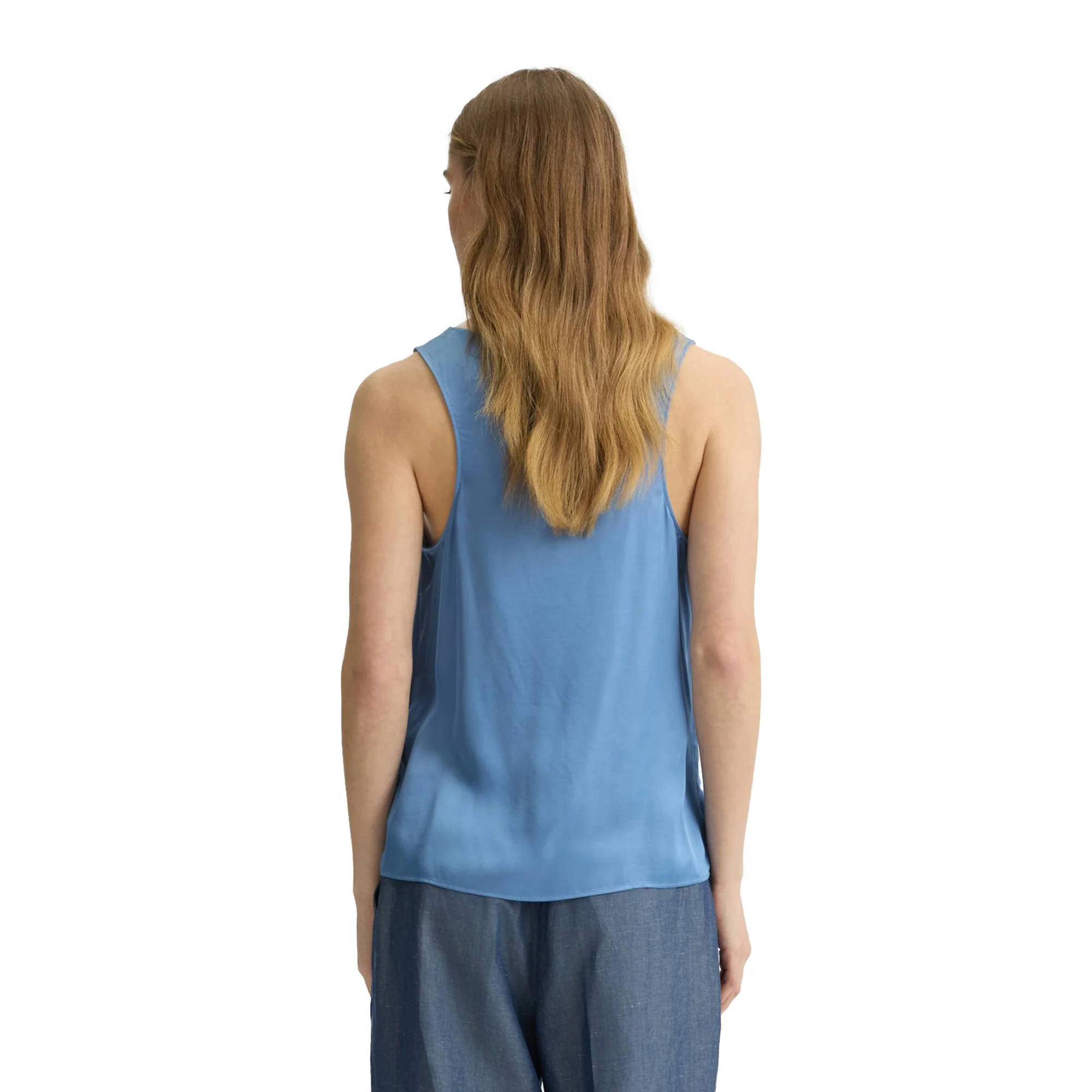 Top Donna in raso azzurro - Image 3