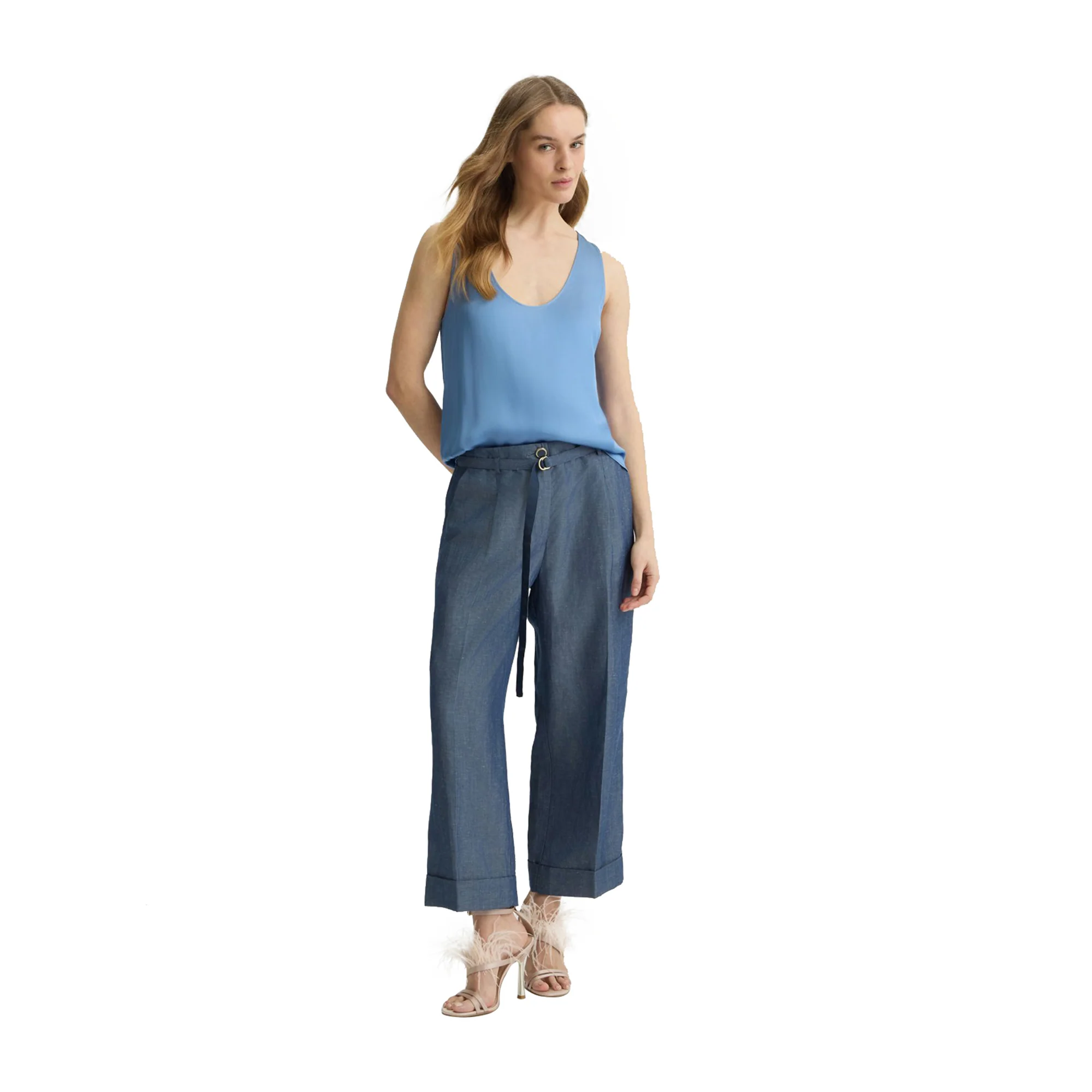 Top Donna in raso azzurro - Image 4