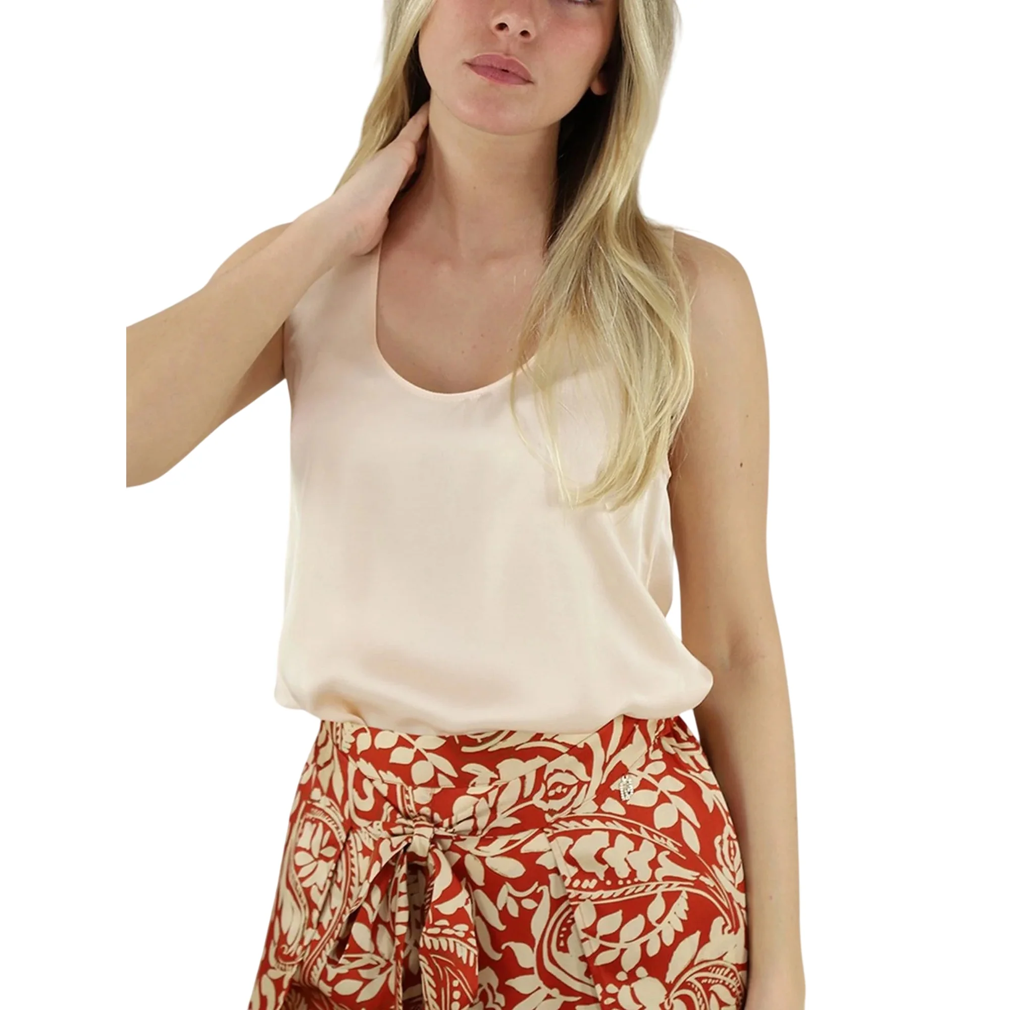 Top Donna in raso beige - Image 3