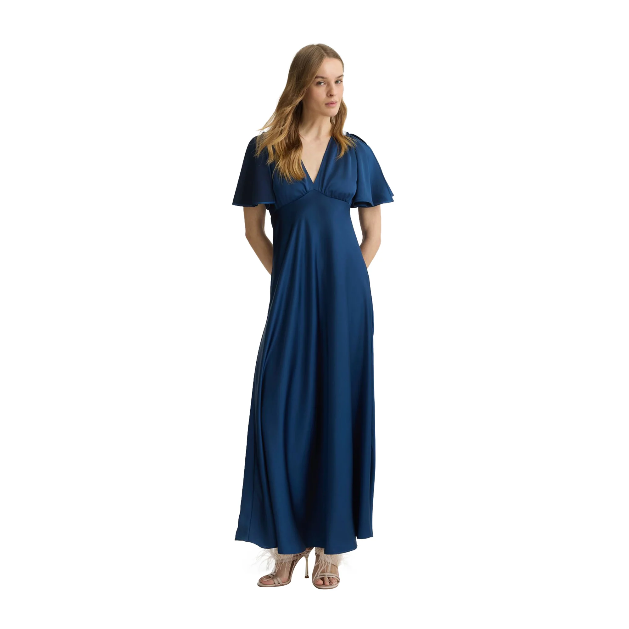 Abito lungo Donna in raso Blu - Image 2