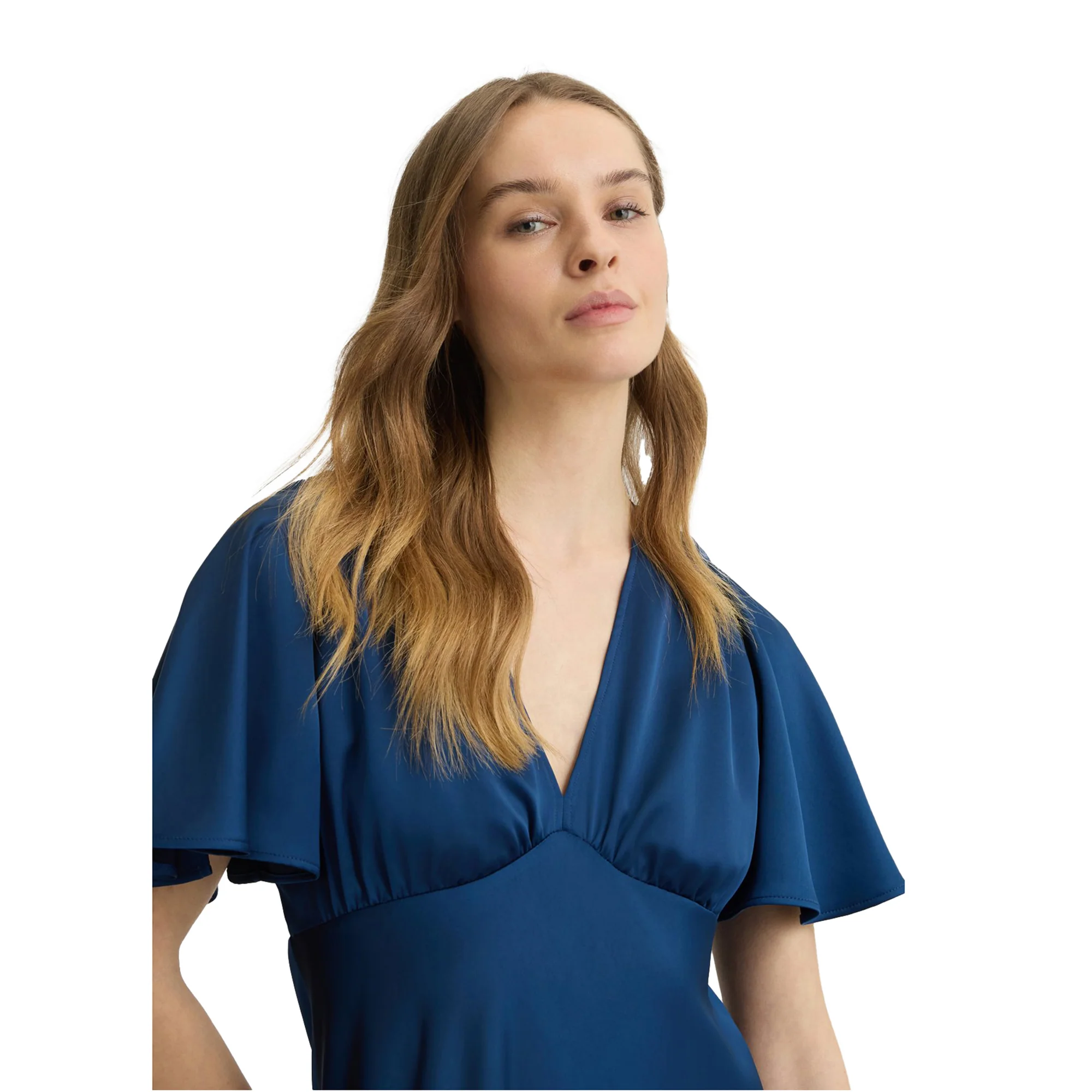 Abito lungo Donna in raso Blu - Image 4