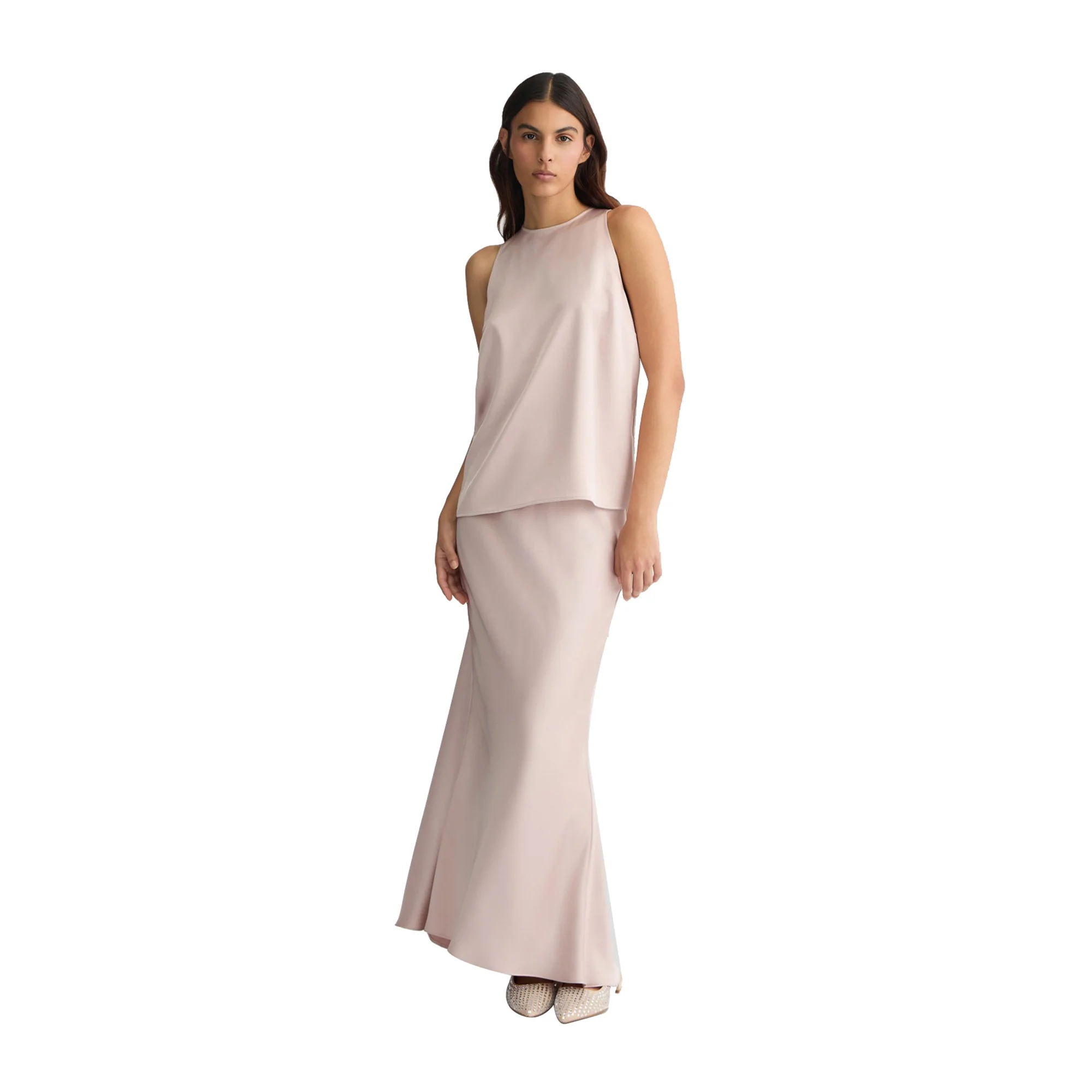 Gonna lunga Donna in raso Rosa - Image 4