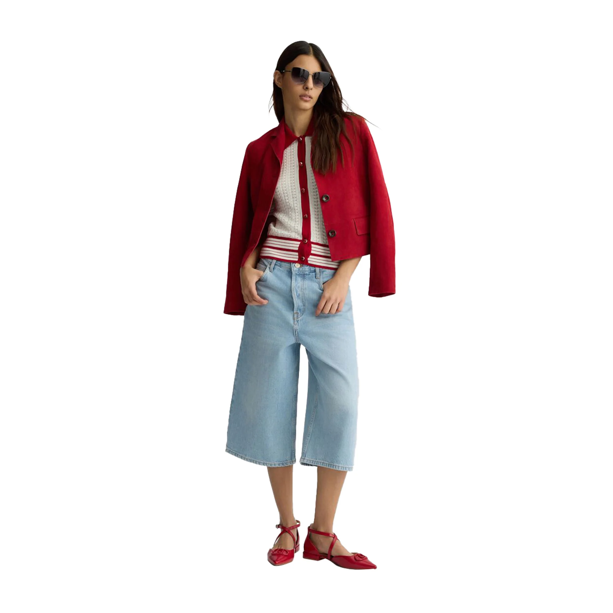 Cardigan Donna bianco e rosso in maglia - Image 6