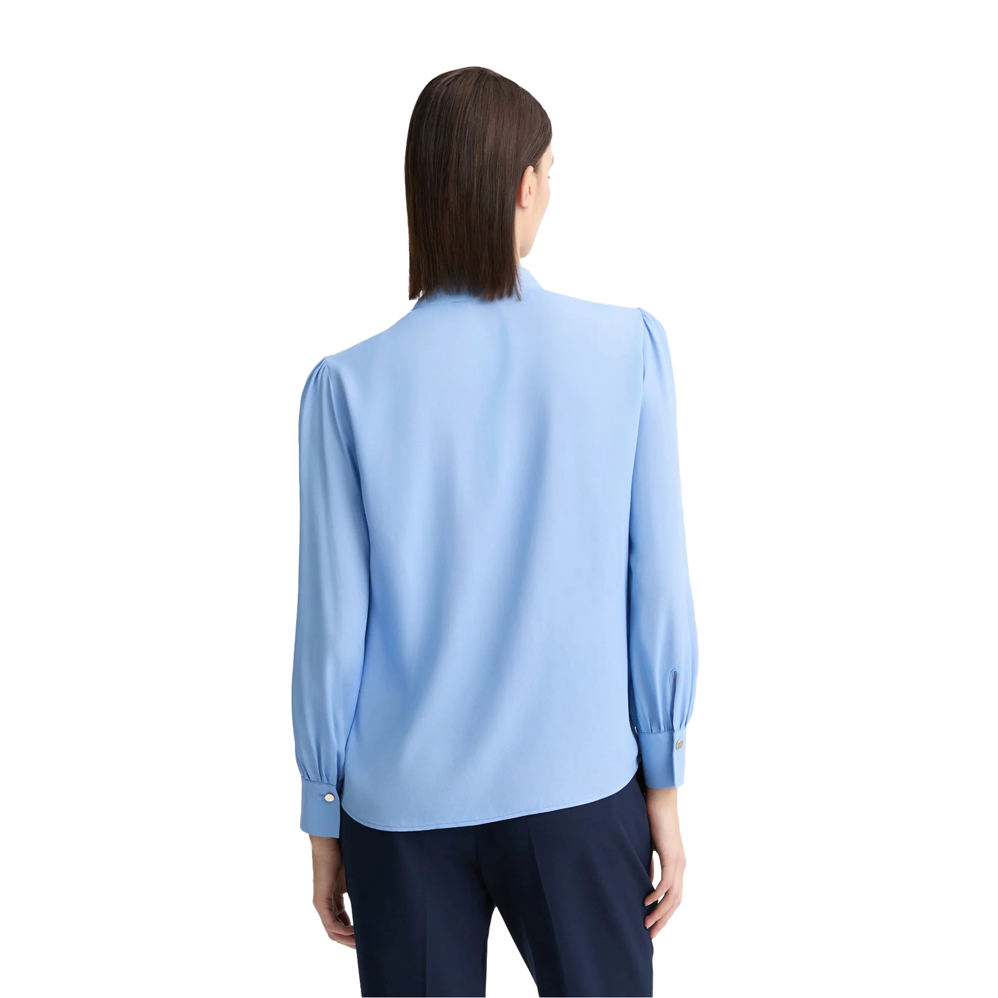 Camicia Donna in crêpe de chine di viscosa Azzurro - Image 3