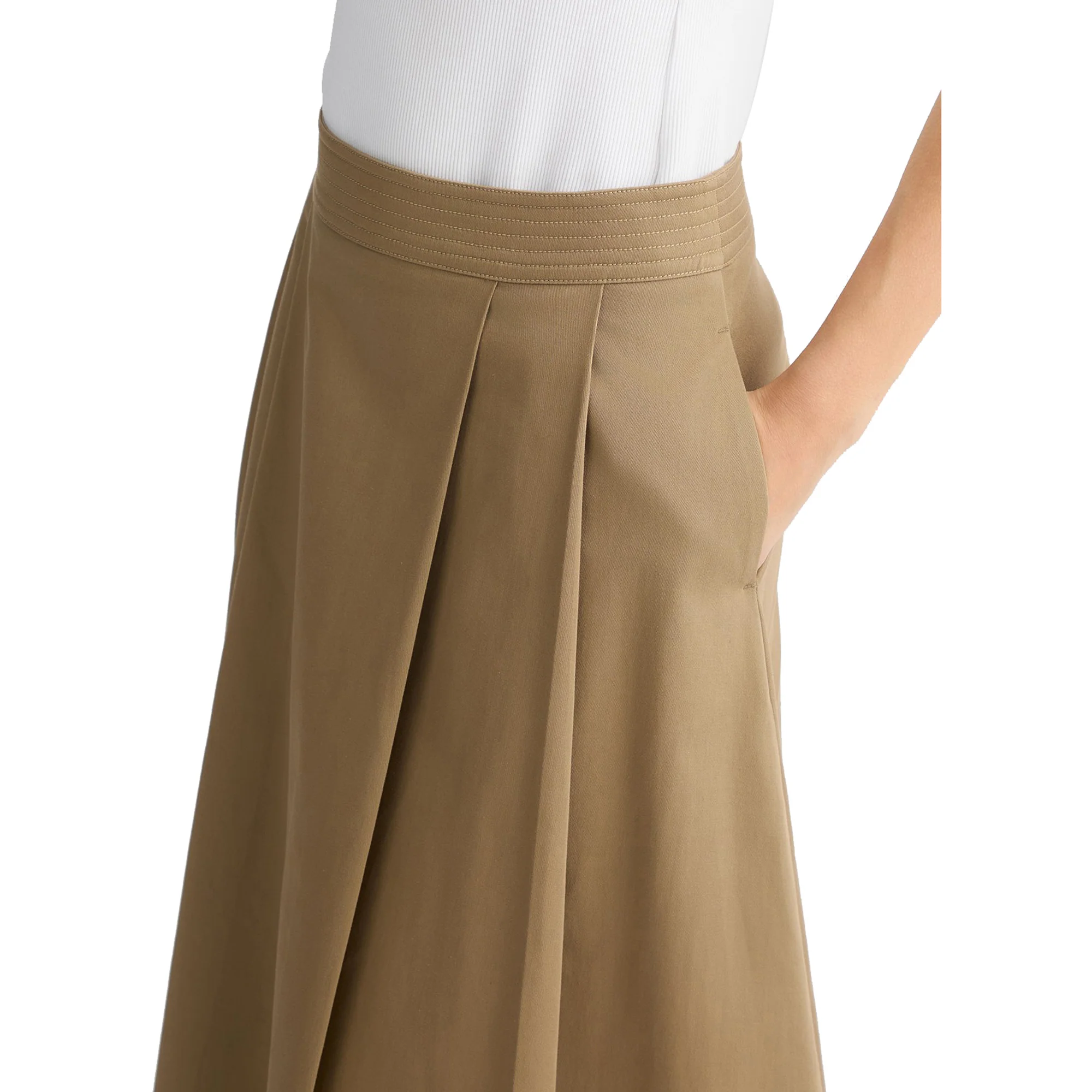 Gonna Donna a pieghe Beige in gabardine - Image 4