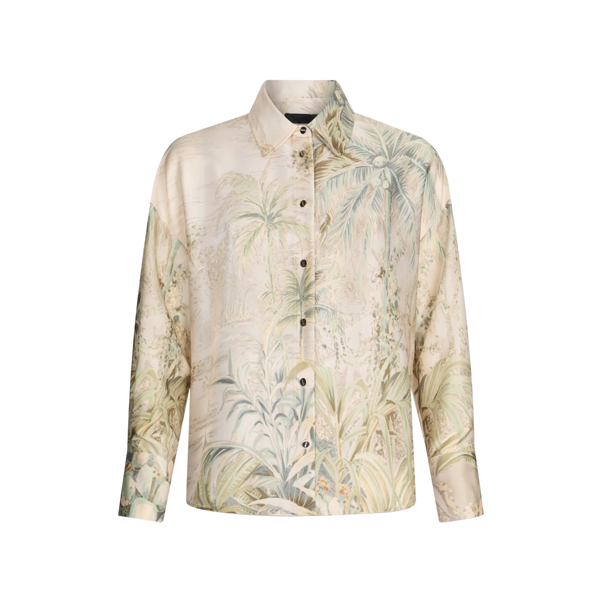 Camicia Donna in twill con stampa tropicale
