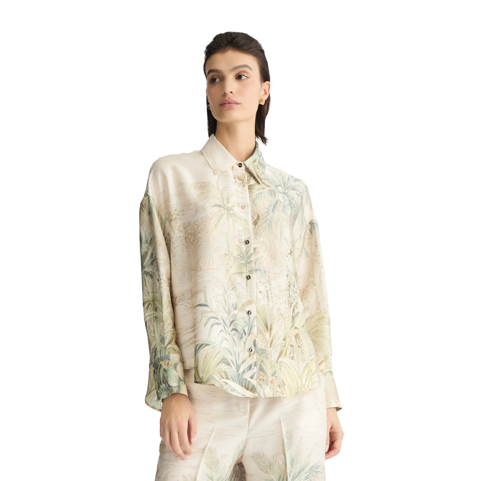 Camicia Donna in twill con stampa tropicale - Image 2
