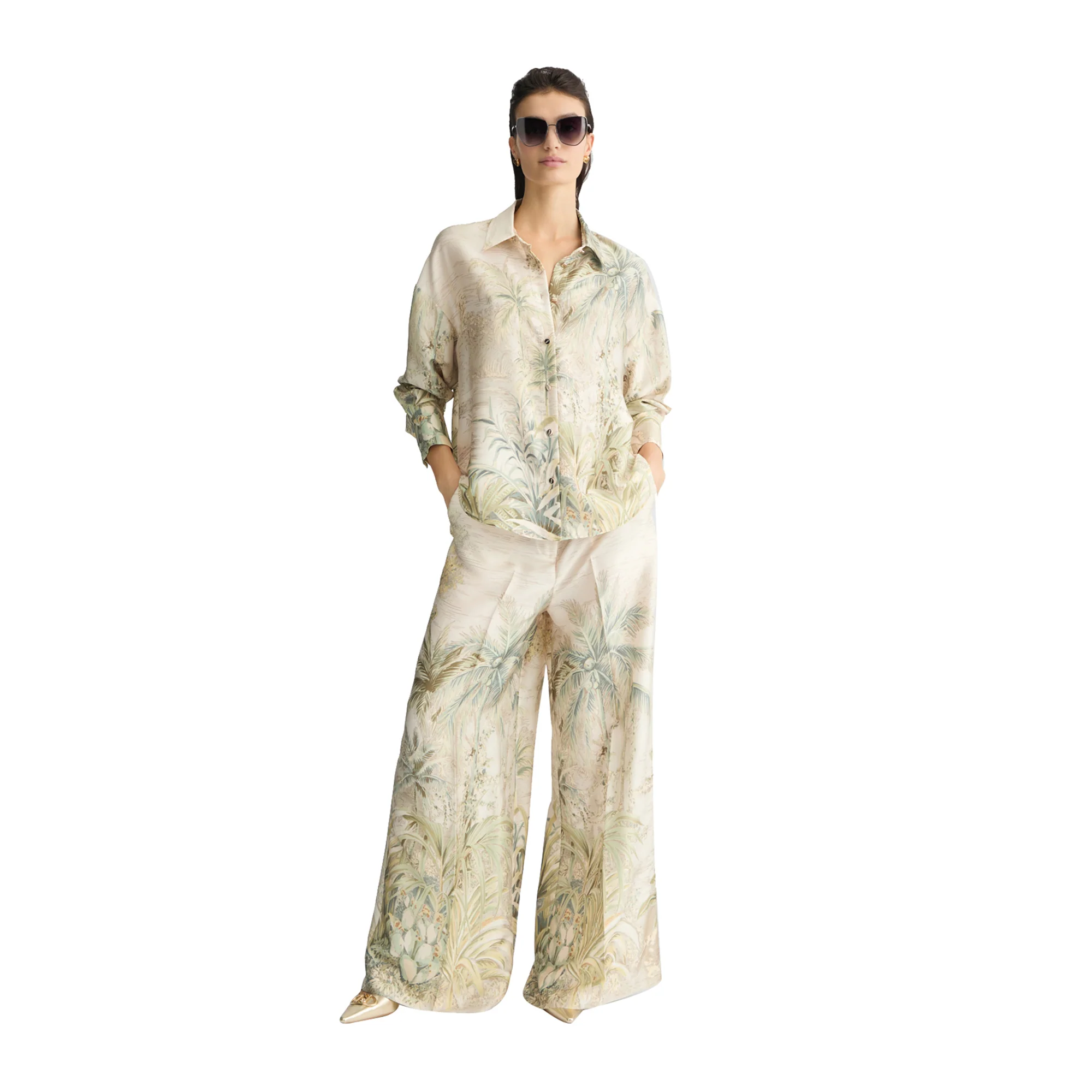 Pantaloni Donna a palazzo in twill stampato - Image 5