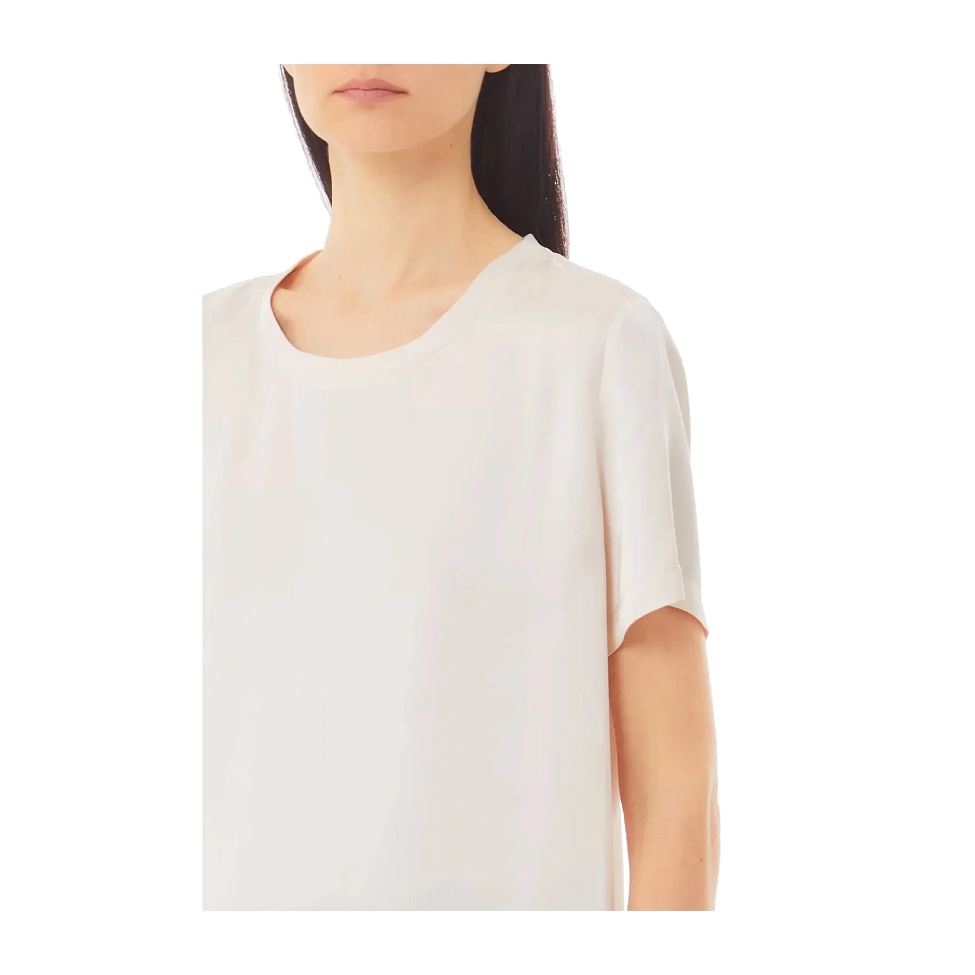 Blusa Donna in raso tinta unita beige chiaro - Image 3