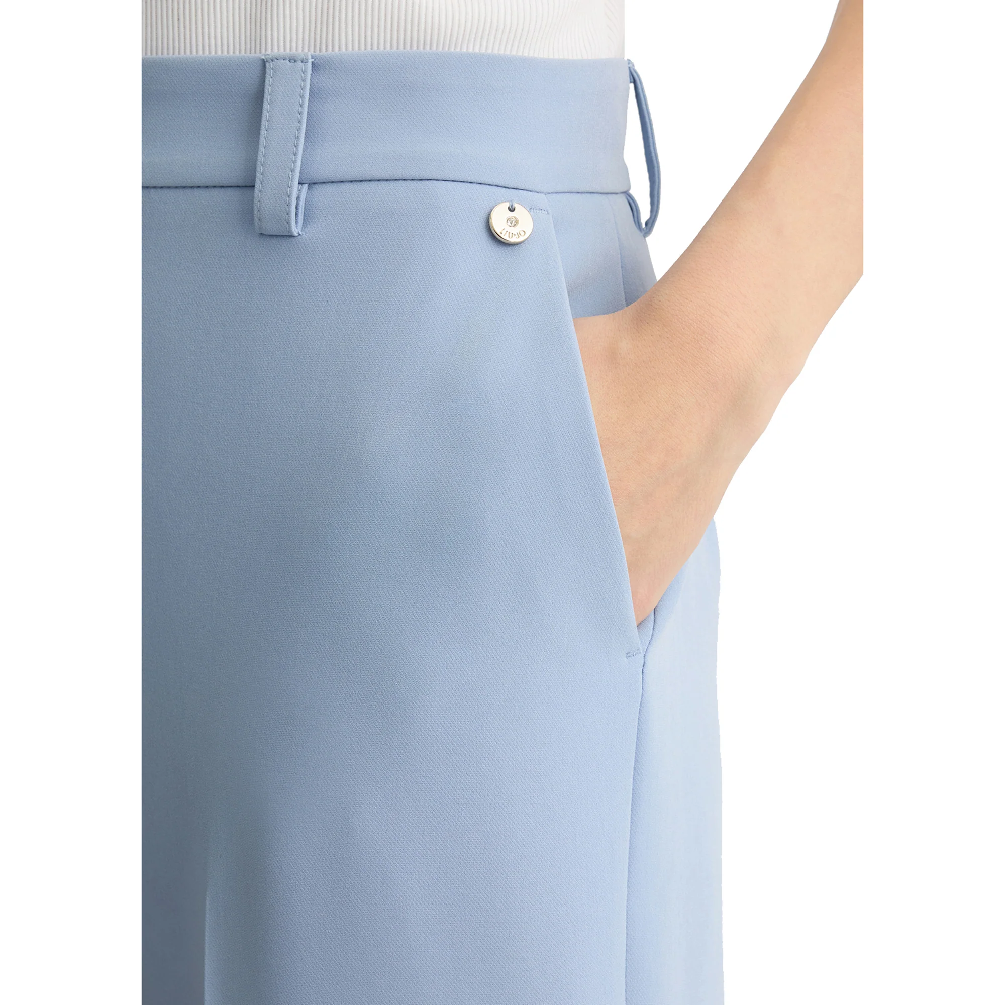 Pantaloni da donna azzurri a palazzo - Image 4