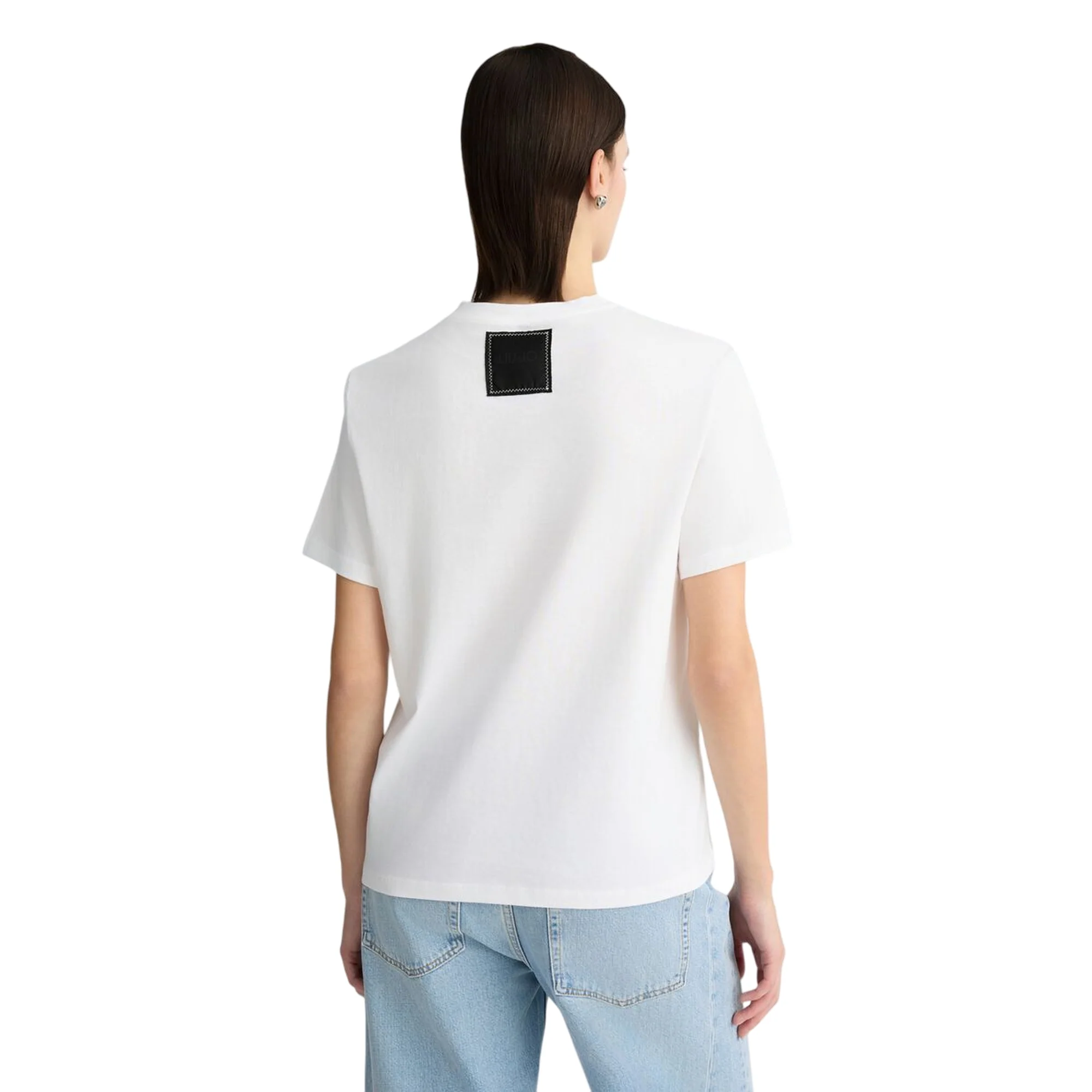 T-shirt Donna in cotone in tinta unita bianca - Image 3