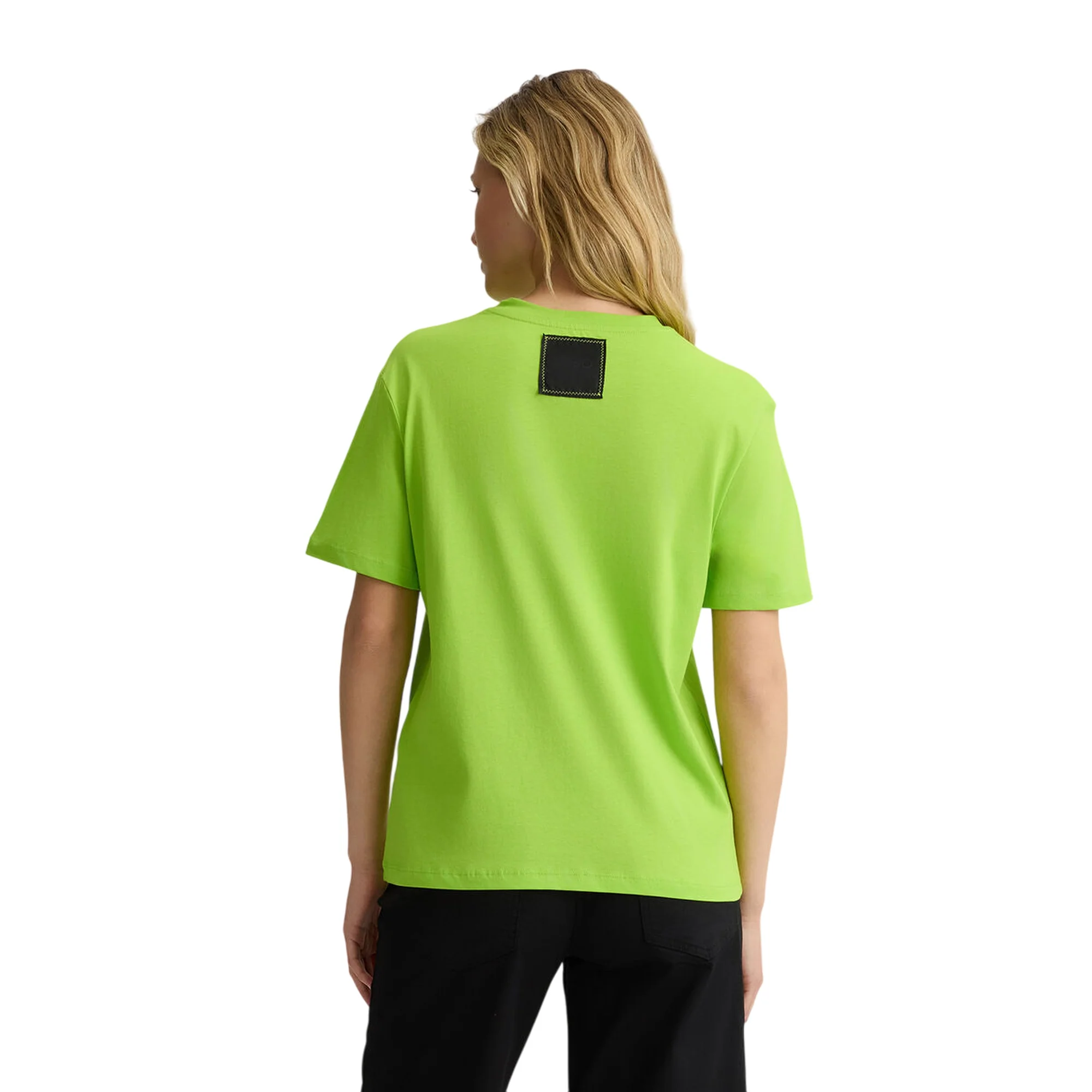 T-shirt Donna in cotone in tinta unita verde - Image 2