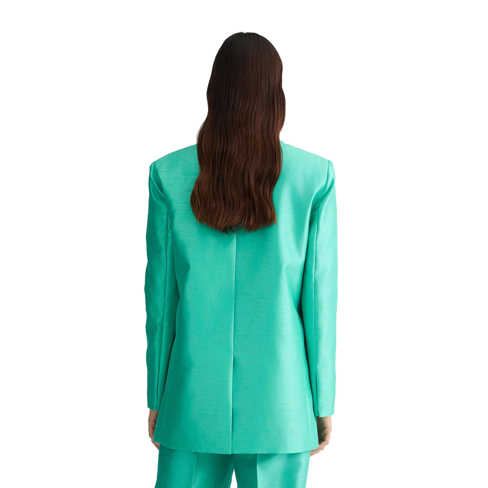 Blazer Donna monopetto in shantung verde - Image 3
