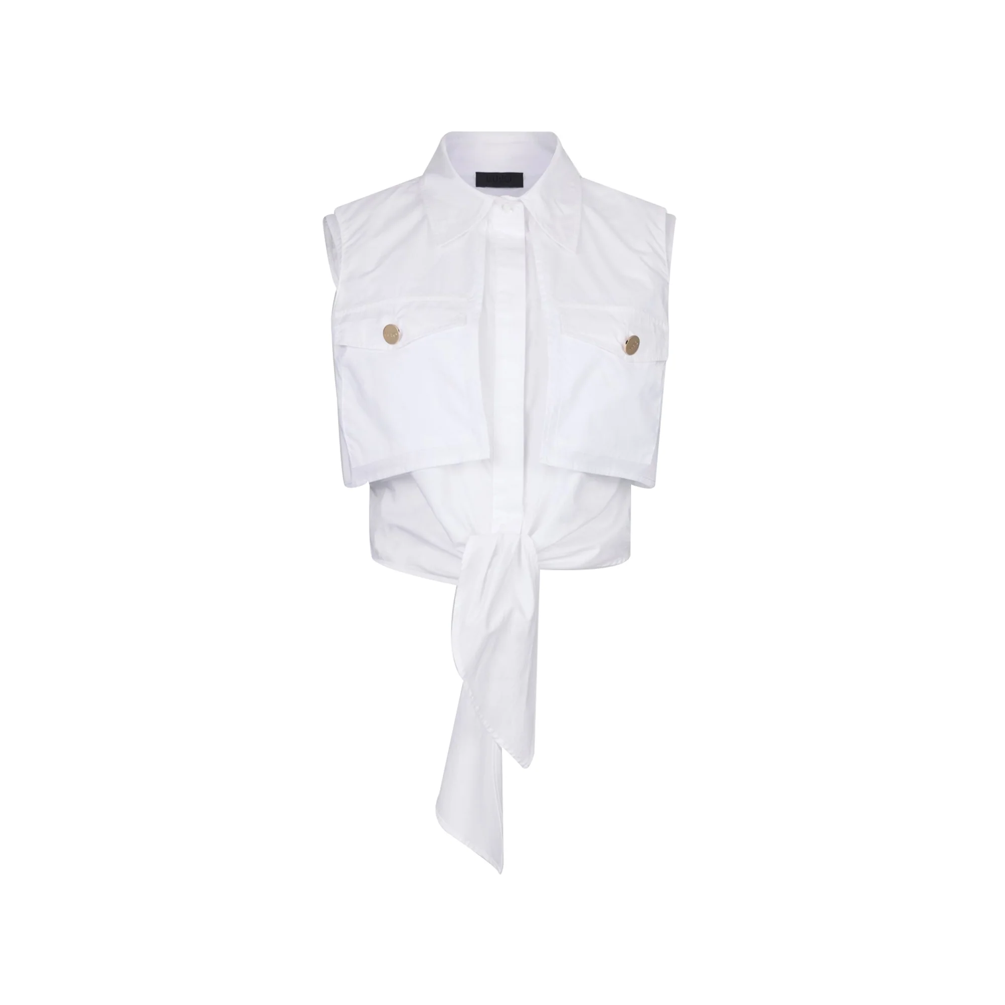 Camicia Donna cropped bianca con nodo