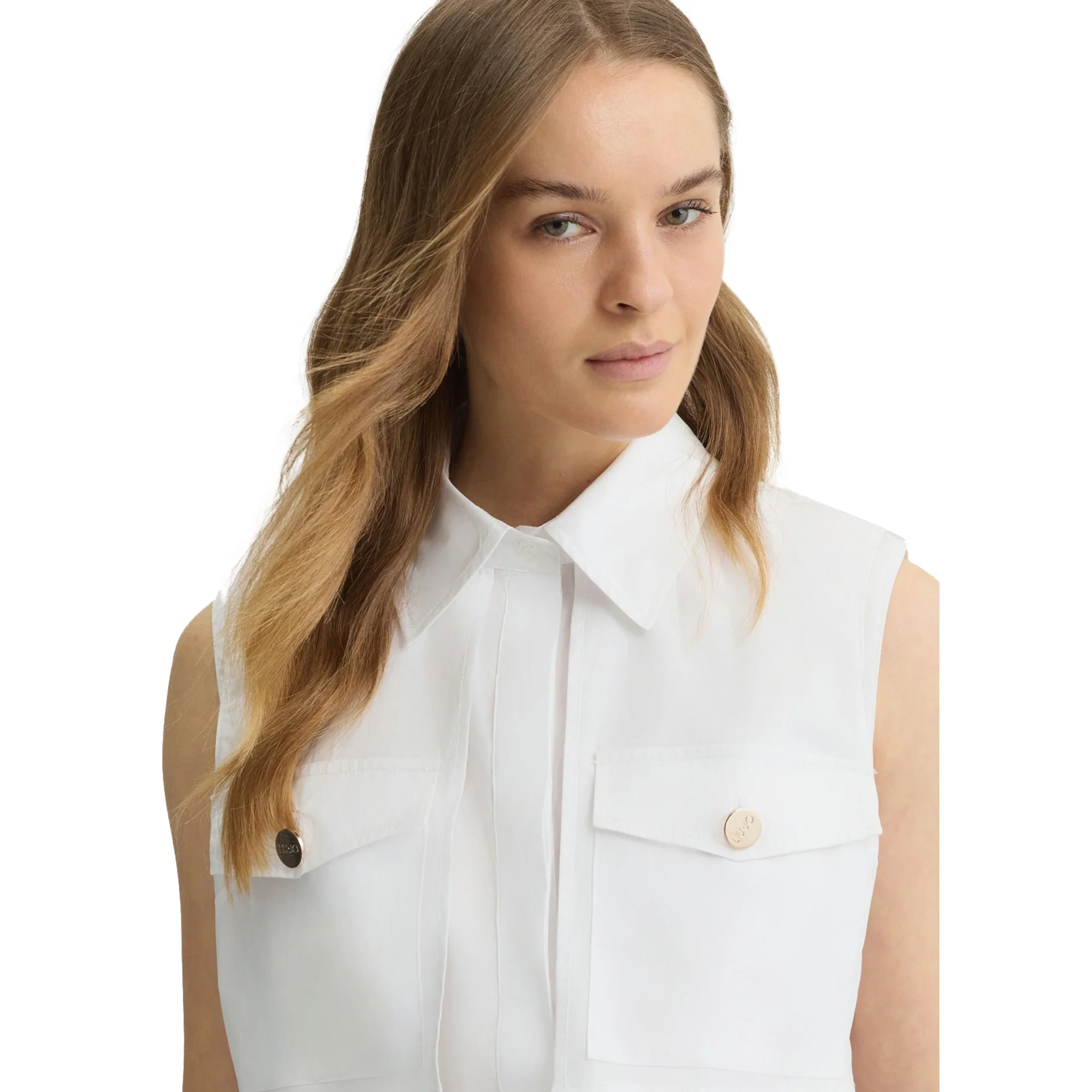 Camicia Donna cropped bianca con nodo - Image 4