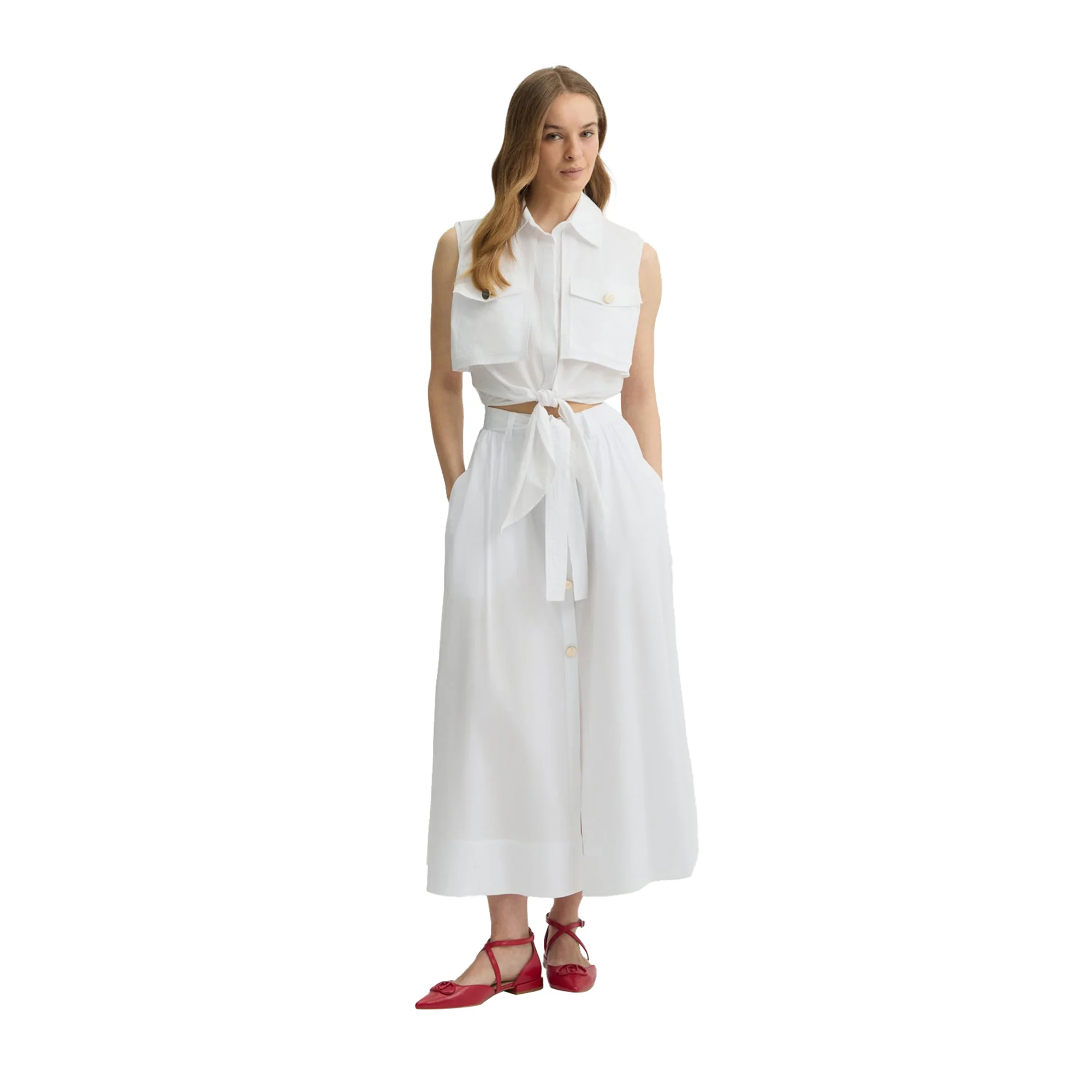 Camicia Donna cropped bianca con nodo - Image 5