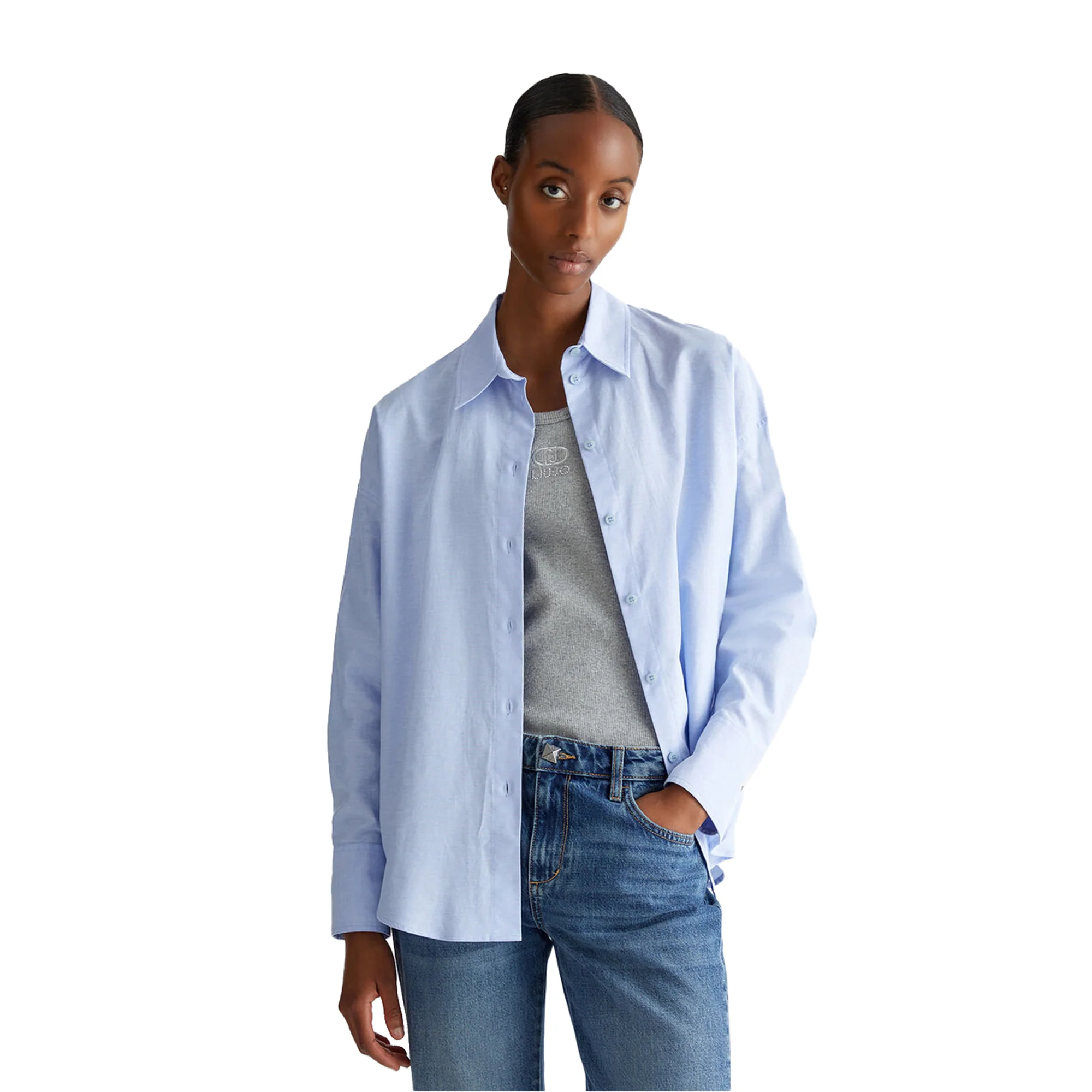 Camicia Donna in cotone Oxford Celeste - Image 2