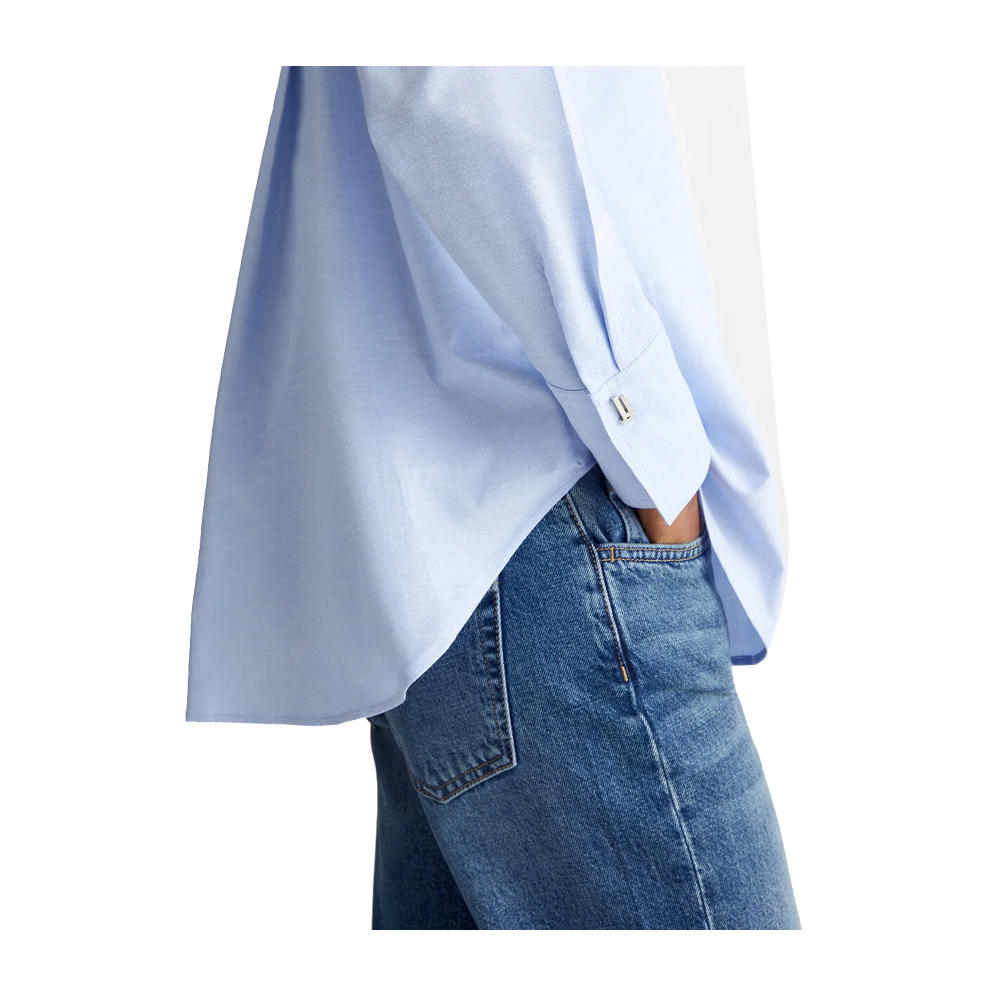 Camicia Donna in cotone Oxford Celeste - Image 5