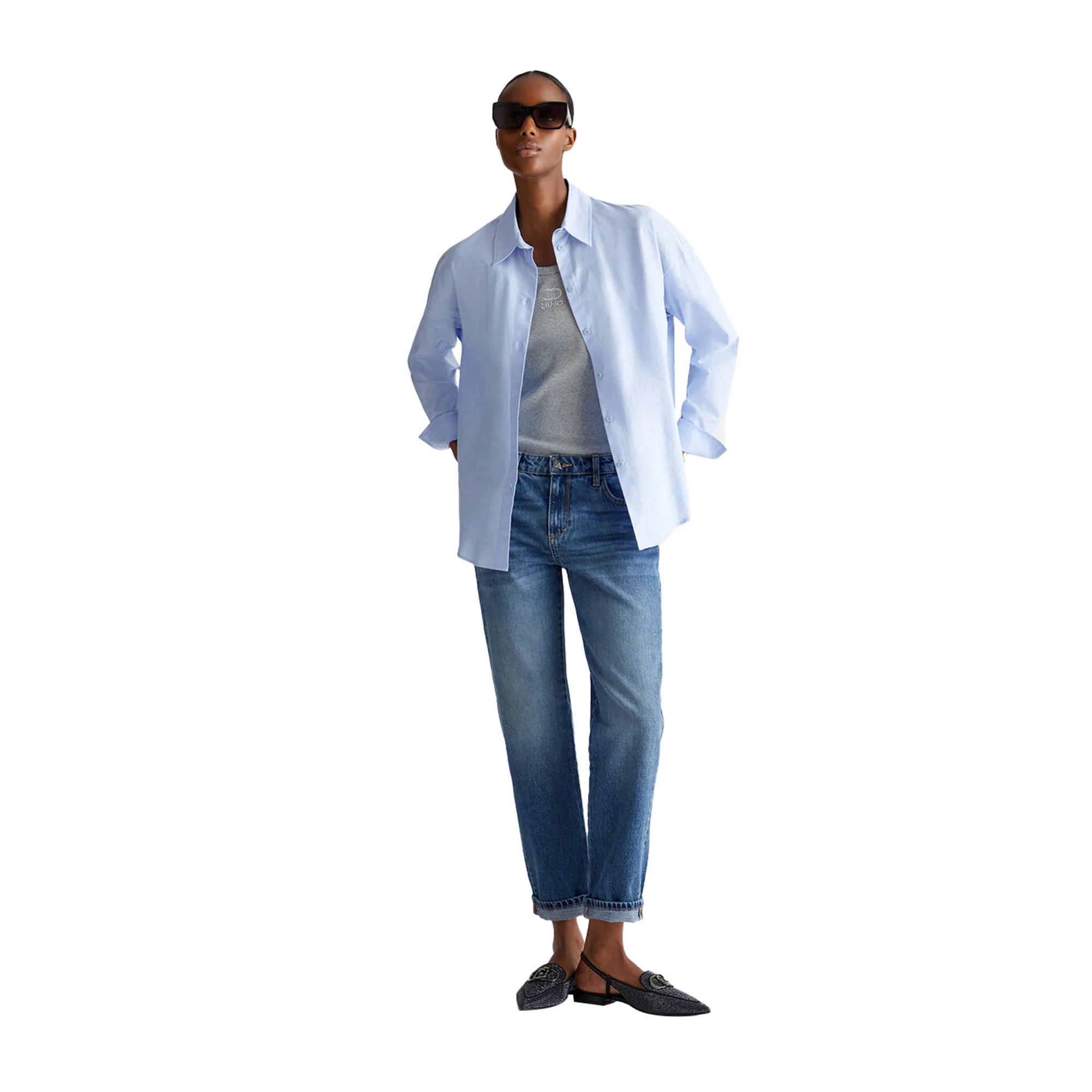 Camicia Donna in cotone Oxford Celeste - Image 7