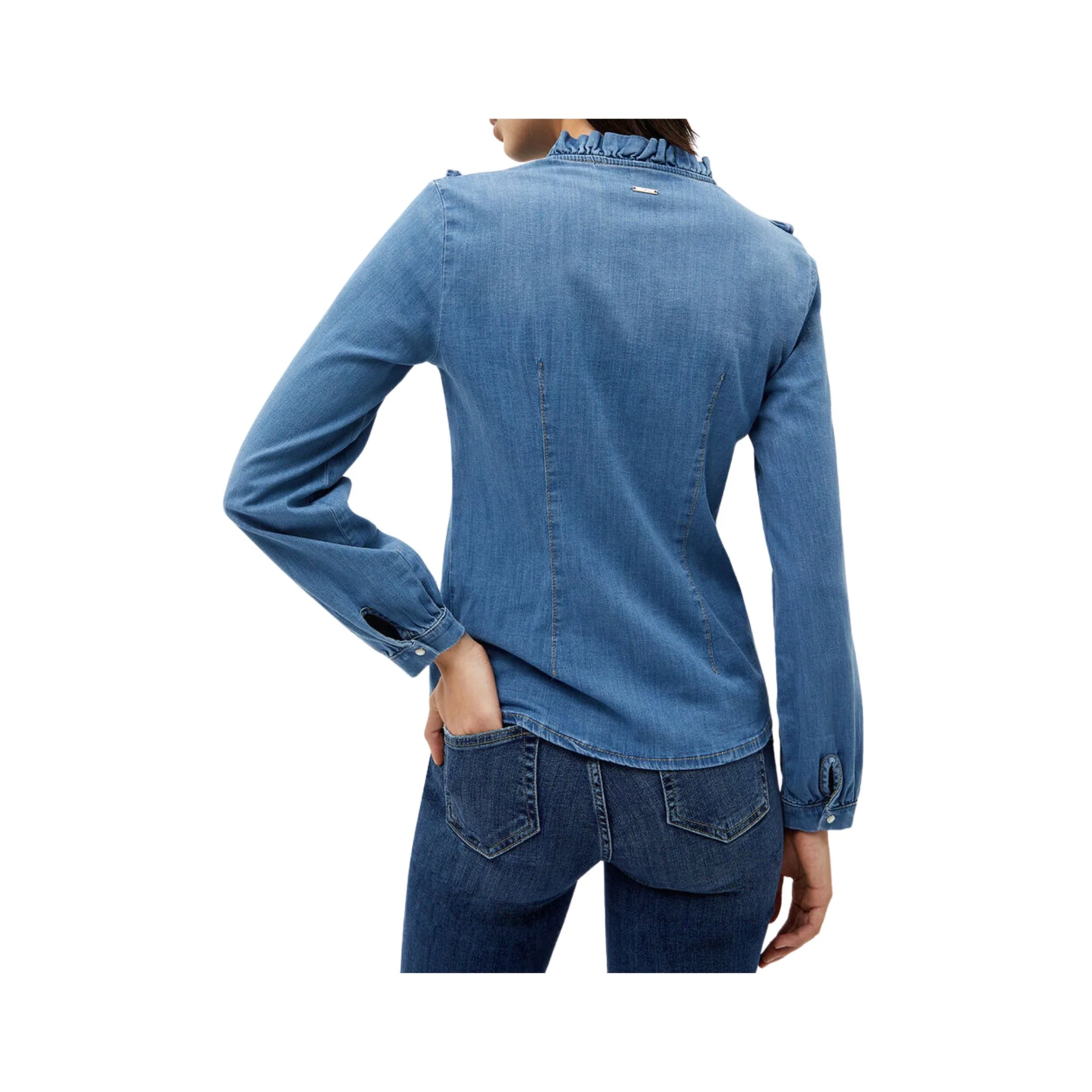 Camicia Donna in denim con rouches - Image 3