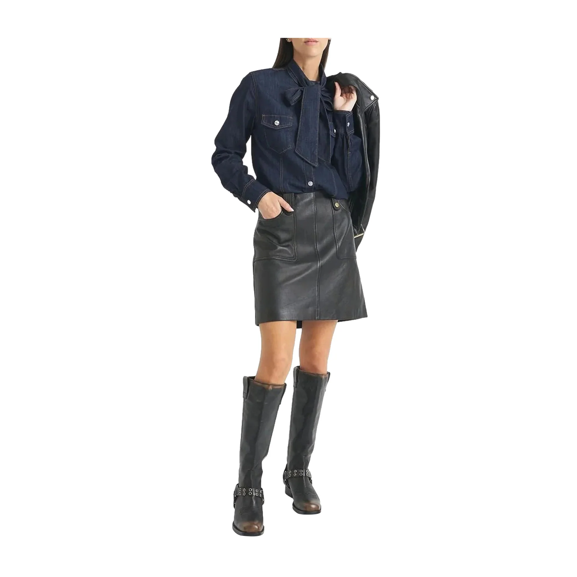 Camicia Donna Denim con fiocco - Image 3