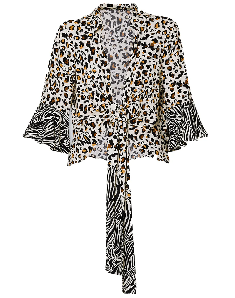 Blusa animalier ecosostenibile donna - Macula fondo bianco - Image 8