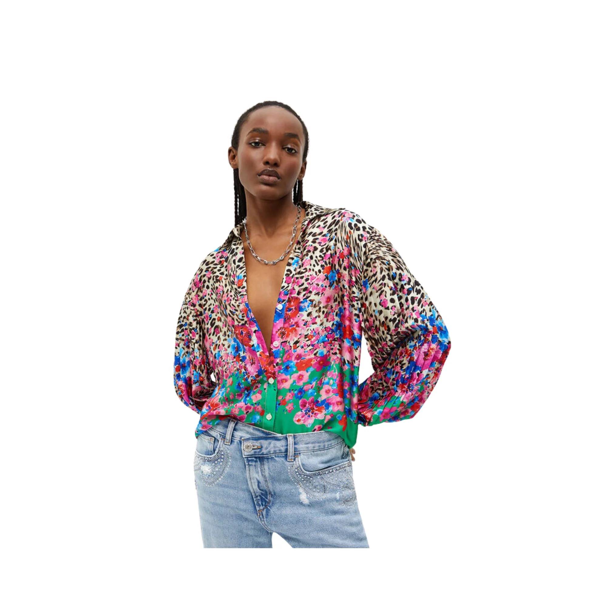 Camicia Donna con stampa animalier e floreale - Image 2