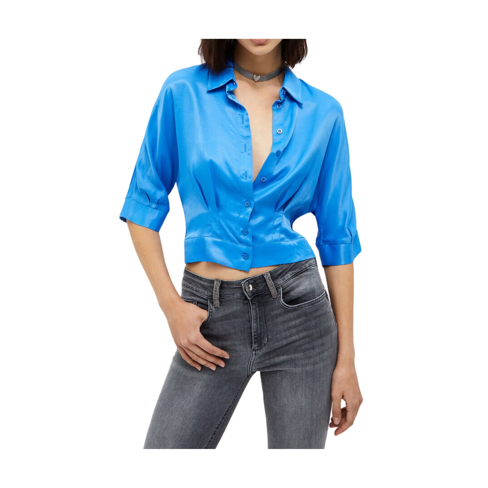 Camicia Donna in raso a tinta unita - Image 2