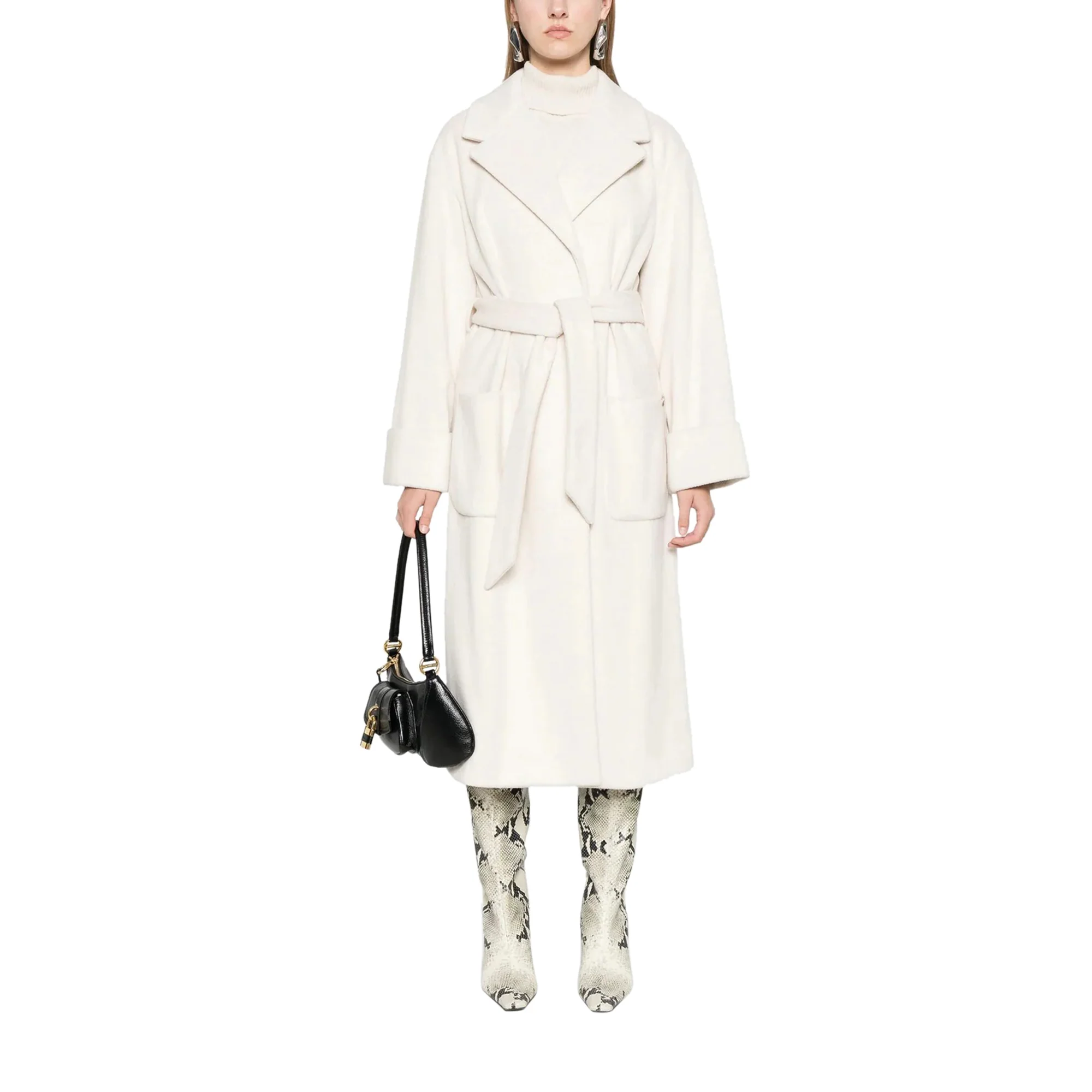 Cappotto lungo Donna chevron lurex Bianco - Image 2