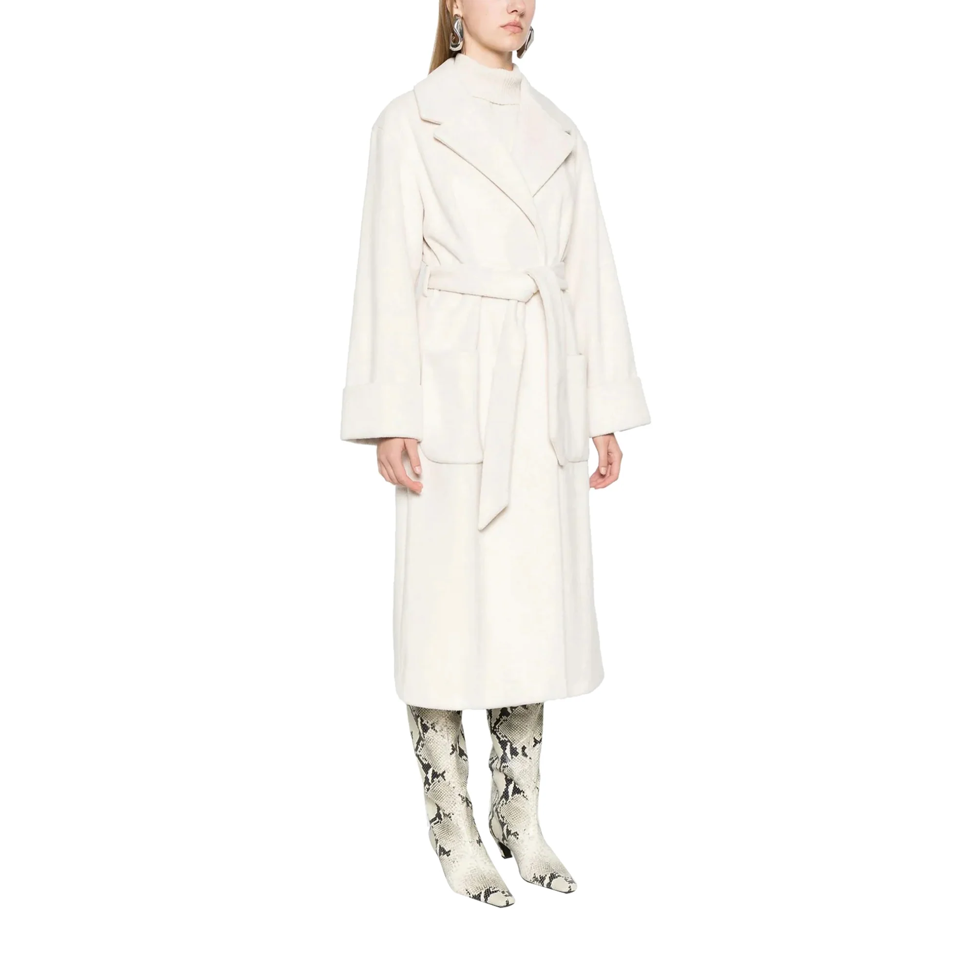 Cappotto lungo Donna chevron lurex Bianco - Image 3